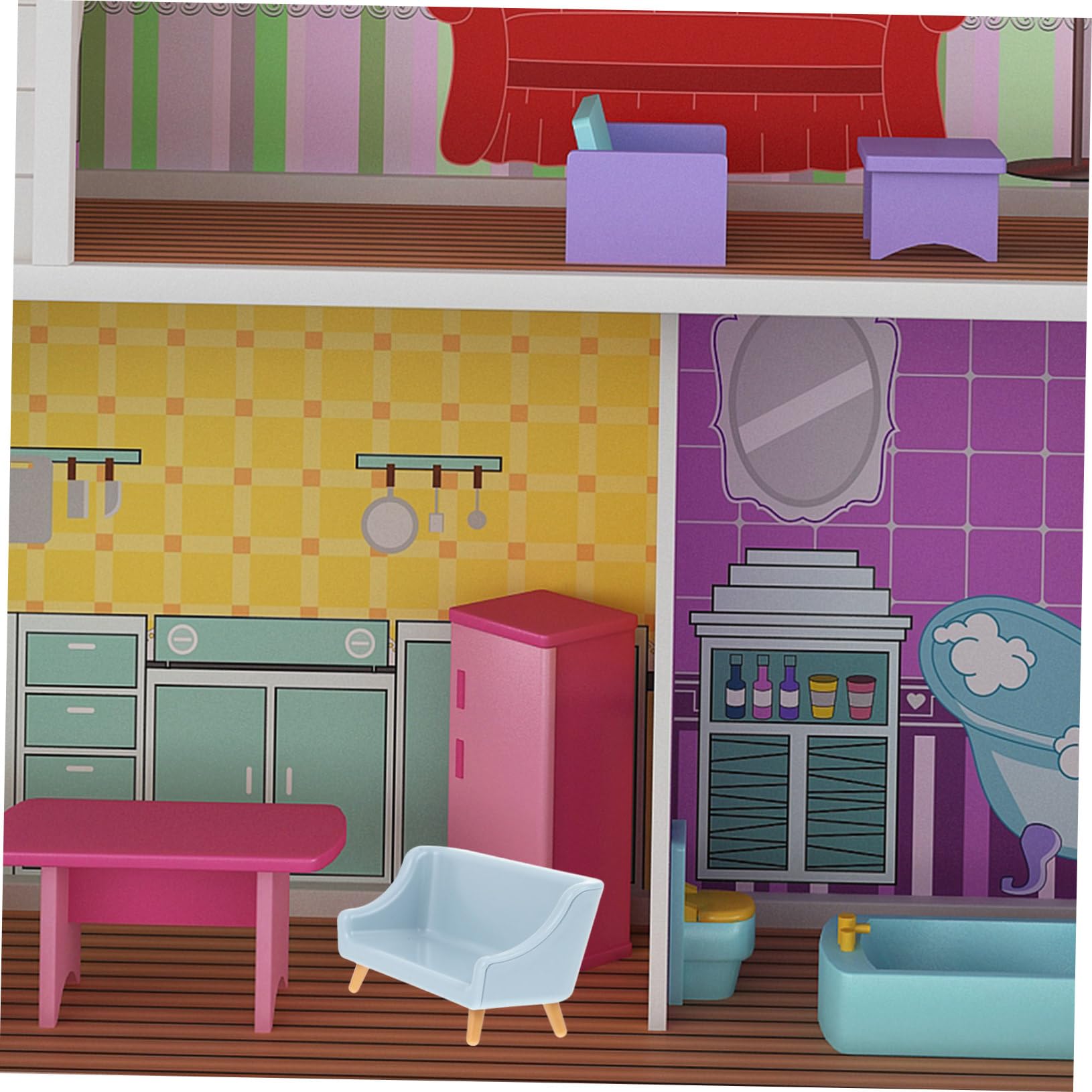 Mini Dollhouse Couch for Kids - Plastic Toy Sofa Furniture for Doll House, Miniature Home Decor & Playroom Accessories - Perfect for Pretend Play, Dollhouse Scenes & Kids' Imaginative Playtime
