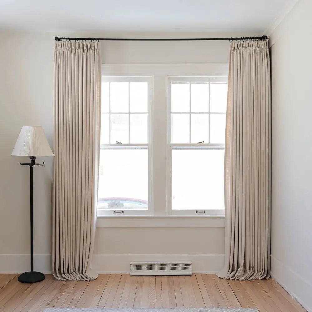 Isabella Heavyweight Cotton Blackout Curtains - Thermal Insulated Pleated Drapes for Living Room & Bedroom - Noise Reducing & Energy Saving Home Decor