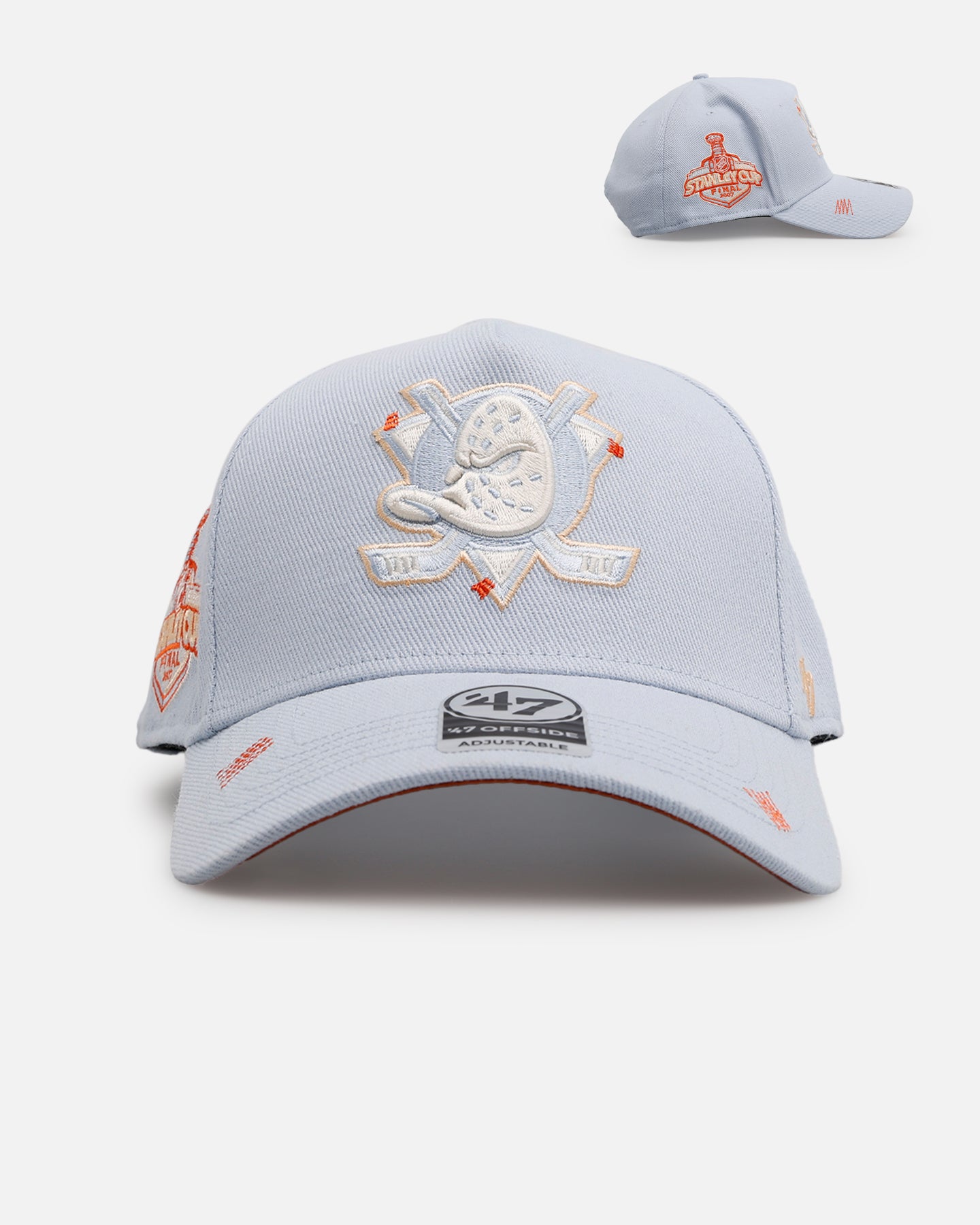 47 Brand Anaheim Ducks 'Overstitch' 47 Offside Snapback Hat - Light Blue Adjustable Baseball Cap for Men & Women - Perfect for Hockey Games, Sports Events & Casual Wear