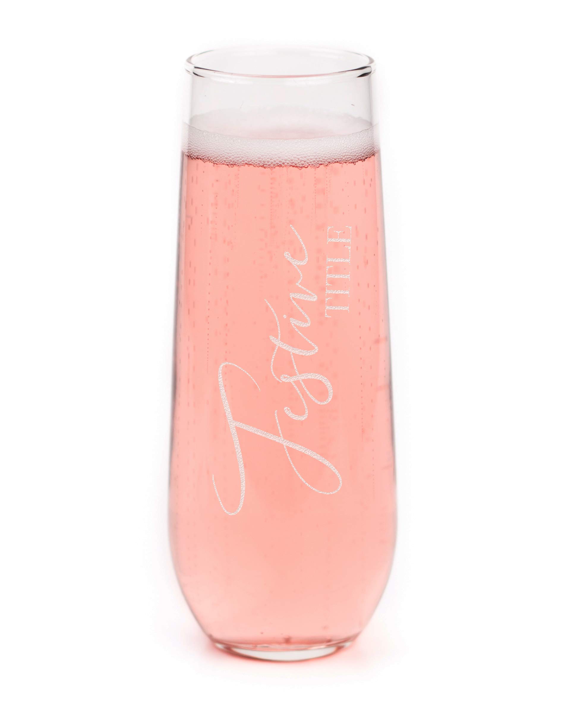 Personalized Engraved 8.5oz Stemless Champagne Flute - Custom Etched Glassware for Women, Bridesmaids & Bridal Showers - Elegant Mimosa Bar Supplies for Weddings, Baby Showers & Birthday Parties - Perfect for Celebrations & Special Occasions