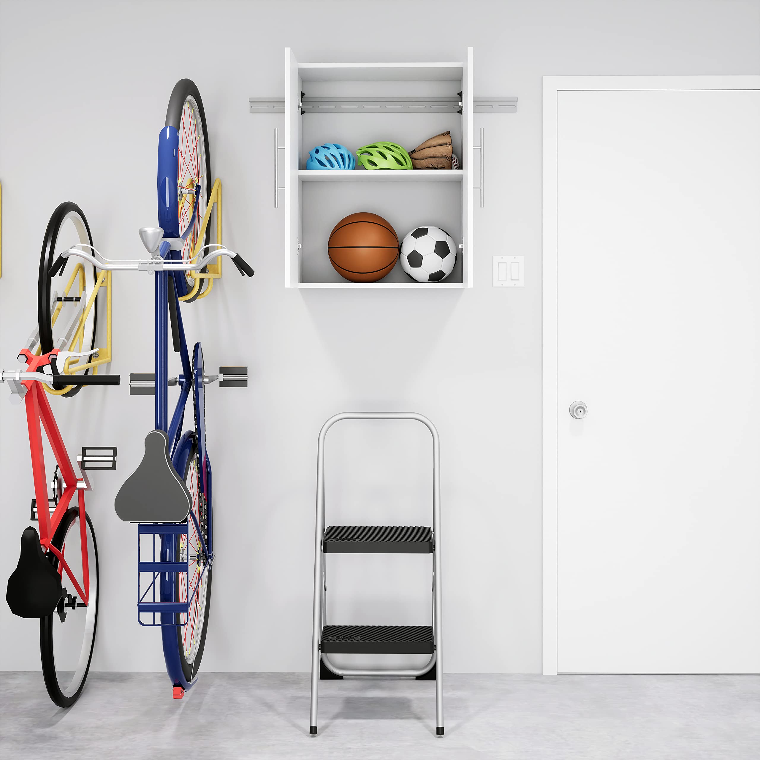 Prepac 24 Inch White Wall Mounted Storage Cabinet - Garage Organization & Laundry Room Shelving Unit for Home Storage Solutions