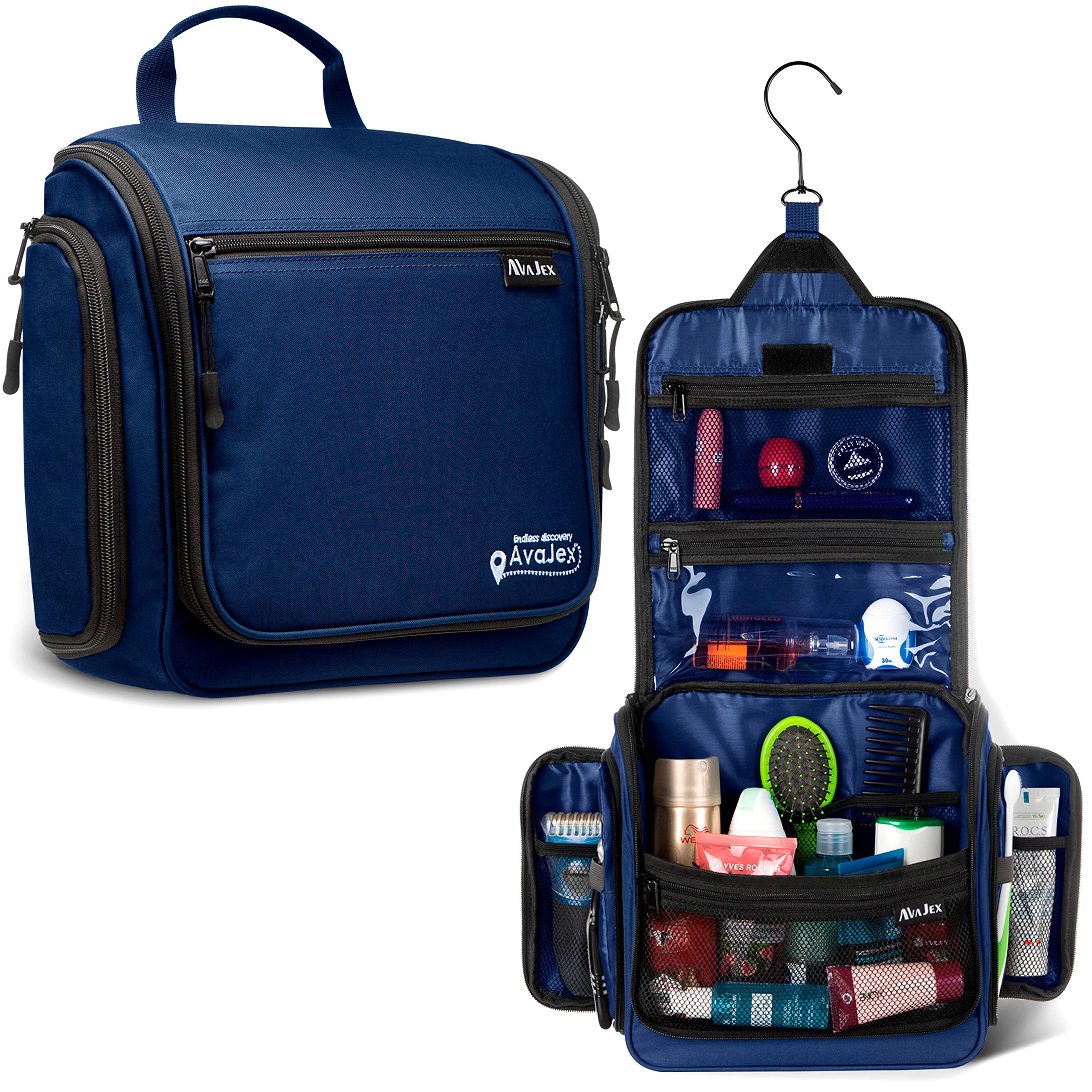 Premium Travel Toiletry Bag for Men & Women - Large Waterproof Hanging Organizer with 19 Compartments, YKK Zippers & Metal Swivel Hook - Ideal for Toiletries, Makeup, Cosmetics - Perfect for Air Travel, Camping & Gym Use