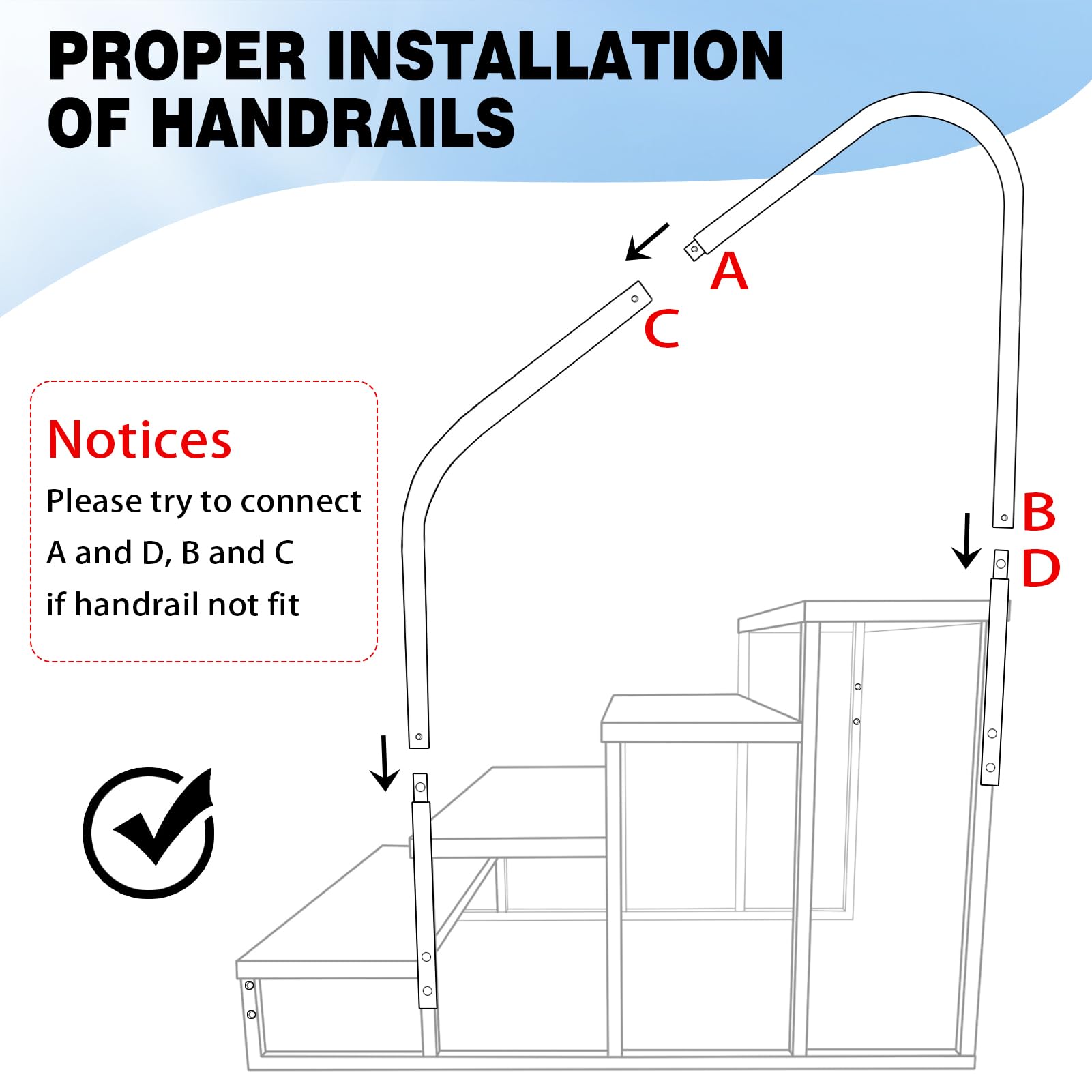 Above Ground Swimming Pool Ladder with Handrail - Heavy Duty 4-Step RV & Camper Step Stool - 660 lbs Weight Capacity for Hot Tubs, Mobile Homes & Outdoor Use - Perfect for Easy Pool Access & Safe Entry/Exit