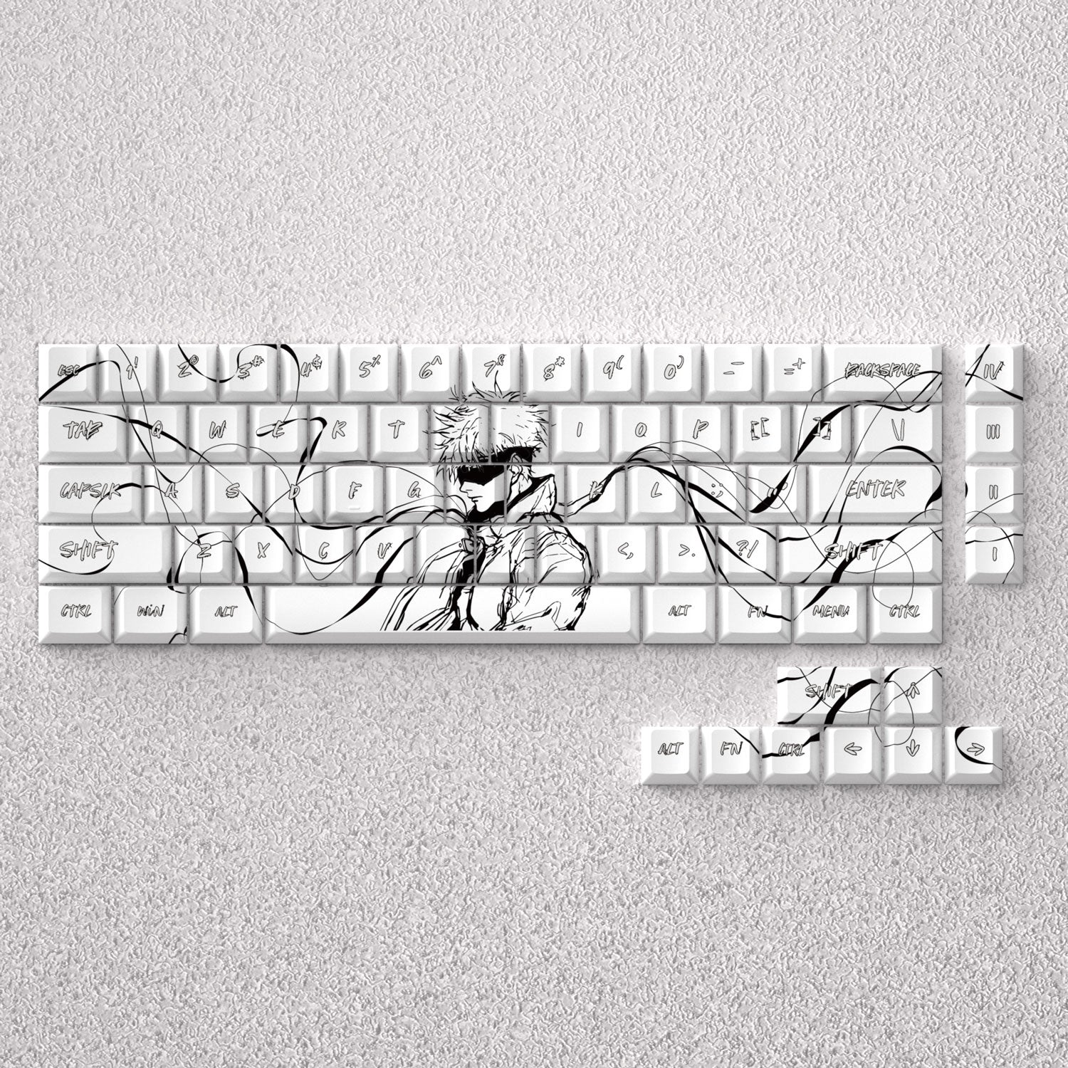 Gojo Satoru Anime Themed PBT Keycap Set - Factory Height for 60% 65% 68% Mechanical Keyboards | Perfect for Gaming, Typing & Custom Keyboard Builds