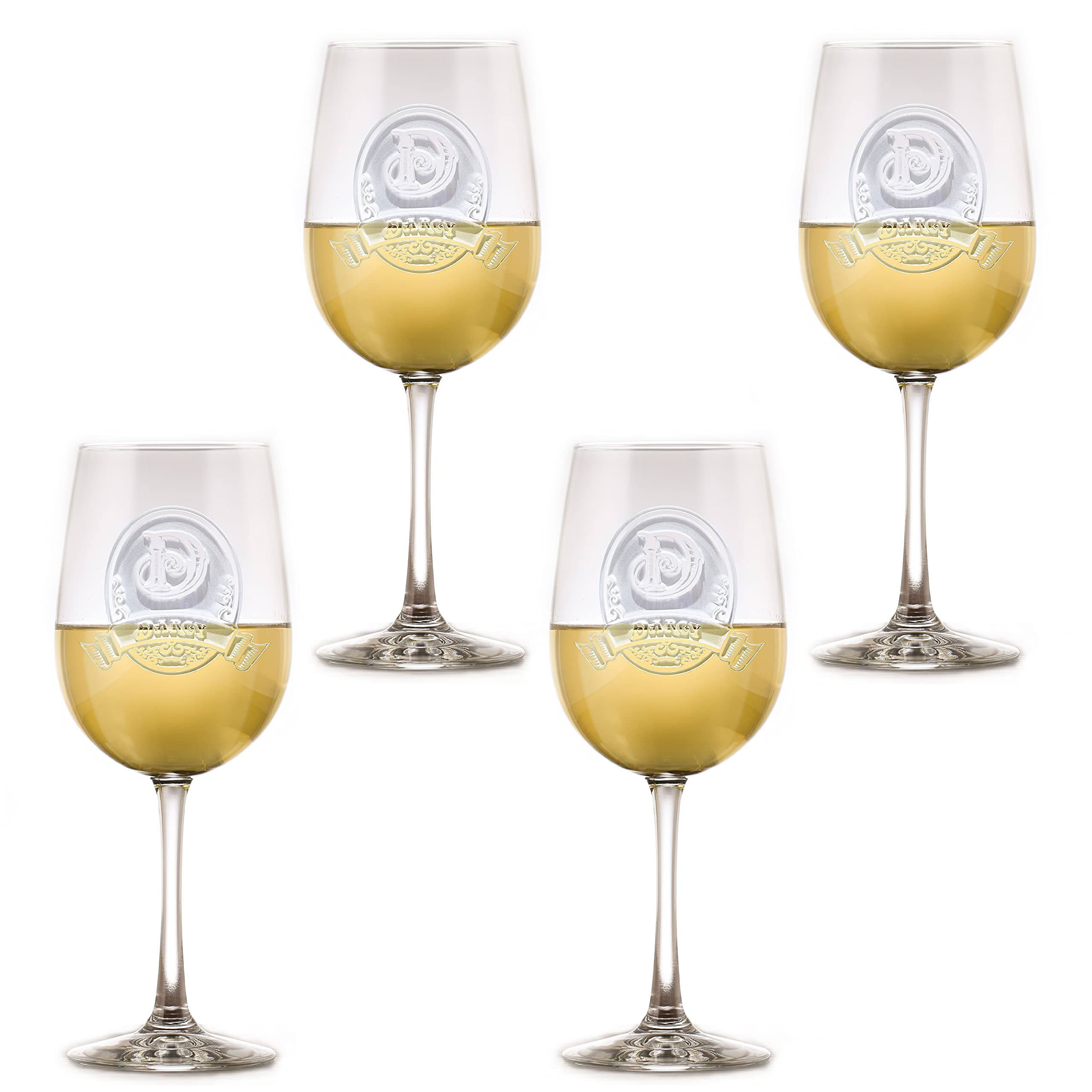 Personalized Engraved Wine Glasses Set of 4 - Custom Gift for Wine Lovers - Perfect for Weddings, Anniversaries & Romantic Dinners