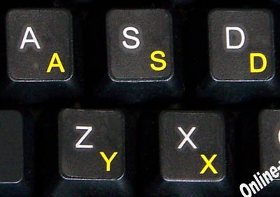 Swiss French German Keyboard Stickers - Transparent Background with Yellow Letters - Compatible with Laptop, PC, Desktop & Notebook - Perfect for Multilingual Typing & Language Learning