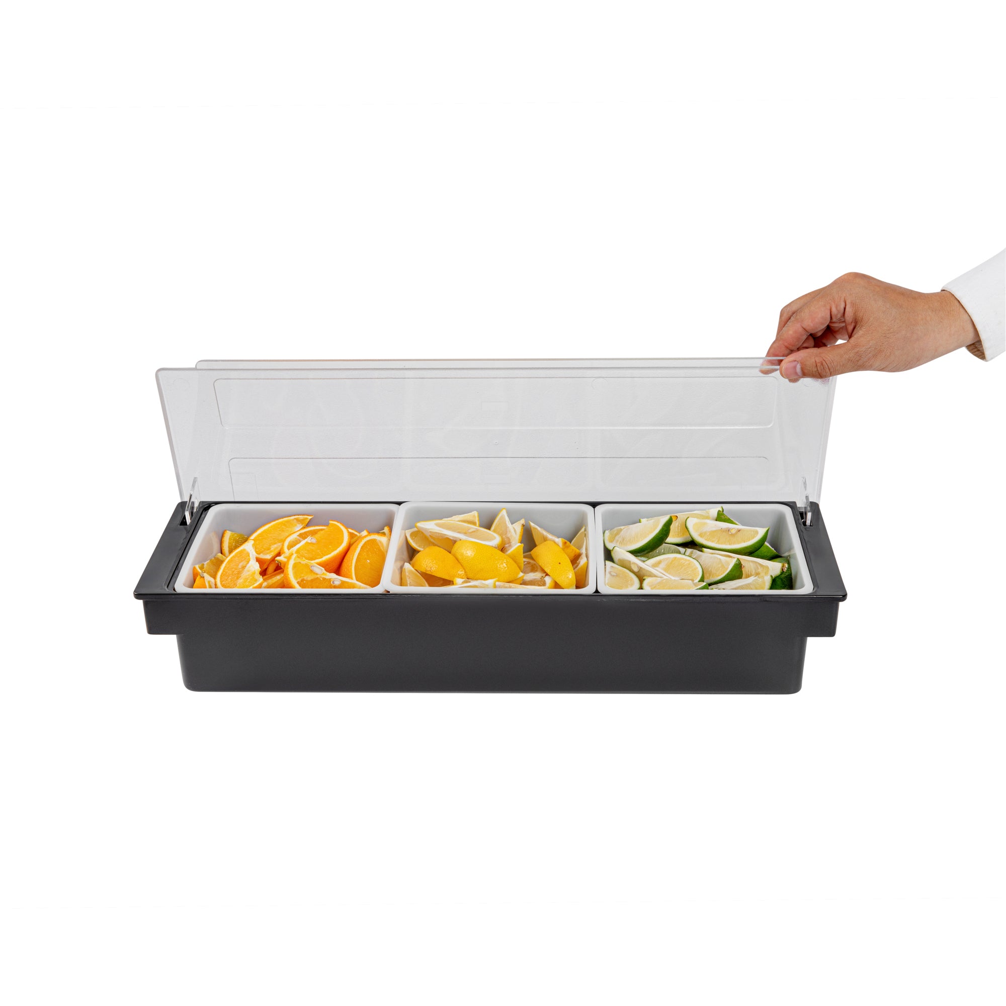 Bar Lux Black Plastic Condiment Caddy - 3 Compartment Organizer (19.5