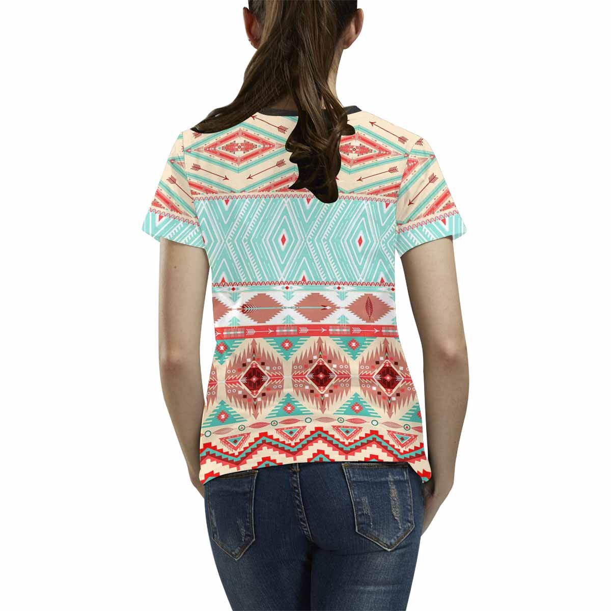 Women's Aztec Geometric Print Graphic T-Shirt - Stylish Casual Tee for Everyday Wear, Street Fashion & Boho Outfits