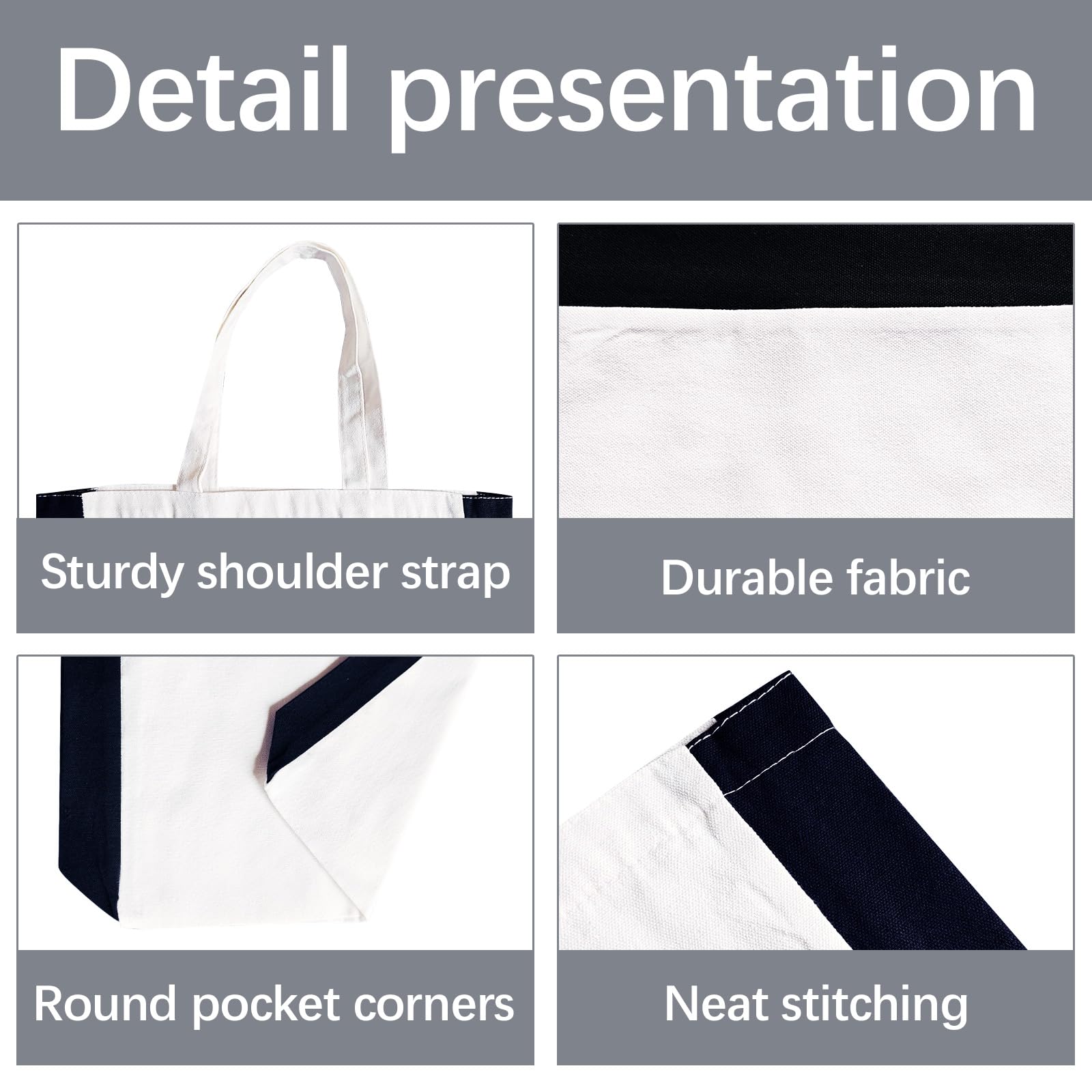 Custom Sublimation Tote Bags - Blank Polyester Canvas Shopping Totes with Black Sides for DIY Crafts, Personalized Gifts & Home Decor | Perfect for Beach Trips, Grocery Shopping & Promotional Events