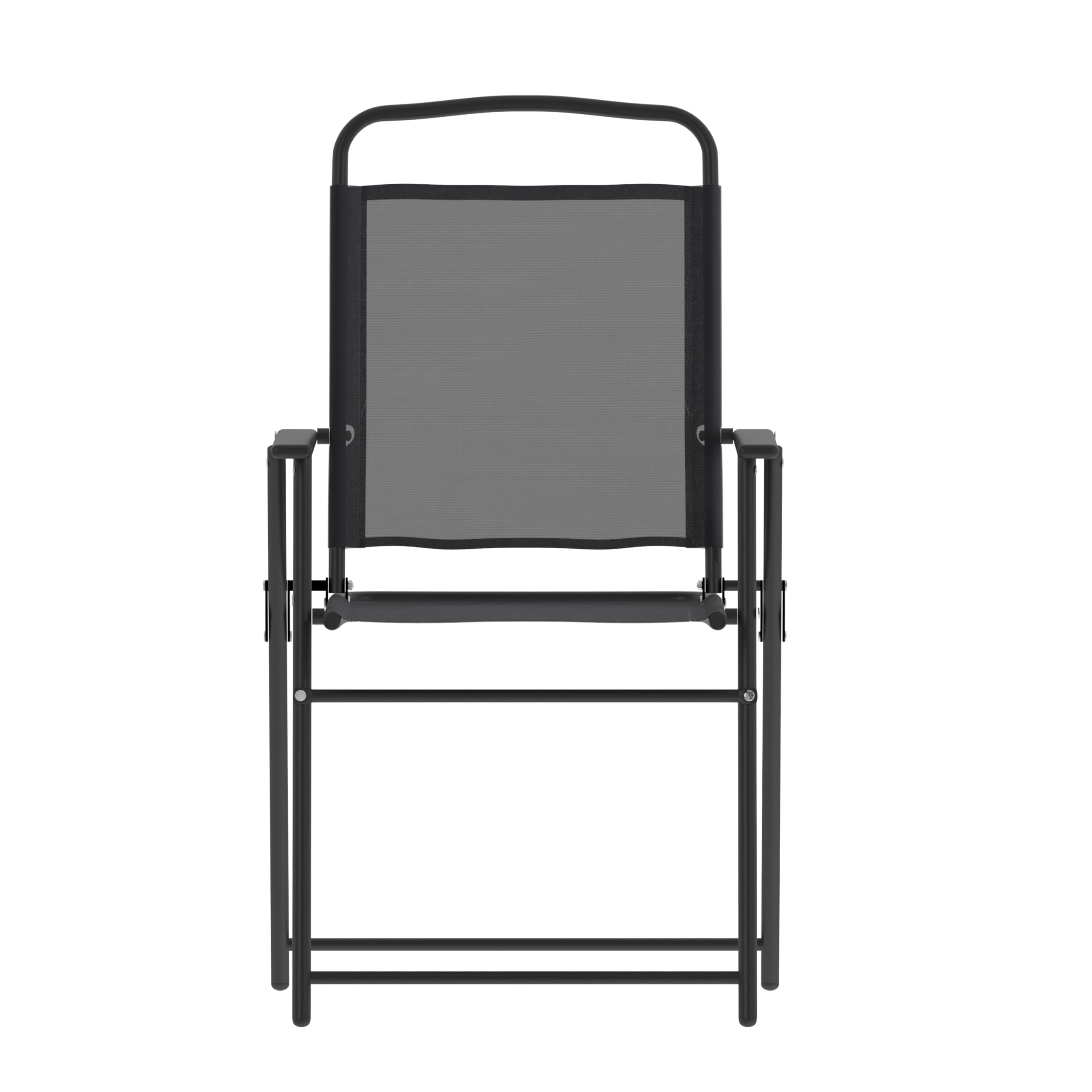 Folding Patio Sling Chairs - Set of 4 Outdoor Textilene Lawn Chairs with Armrests, Durable & Comfortable for Backyard, Poolside, Garden, and Patio Relaxation