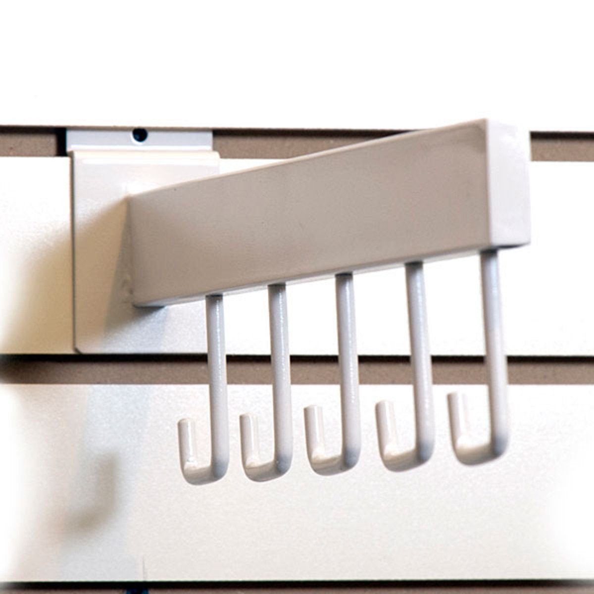 5 Hook White Slatwall Faceout Organizer - Perfect for Retail Stores, Garages & Home Organization