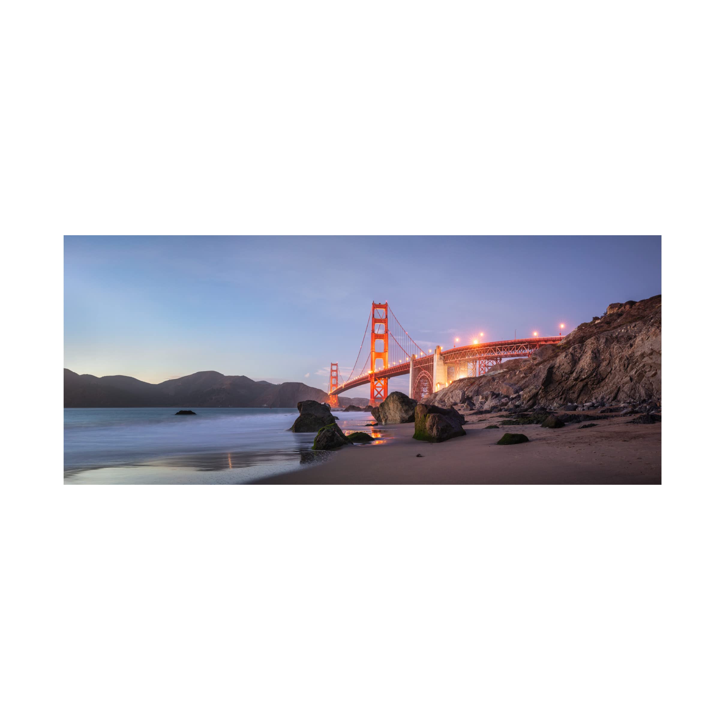 Trademark Fine Art 'Sunset Bay' Canvas Wall Art Print by Fegari - Coastal Beach Decor for Living Room, Bedroom & Office