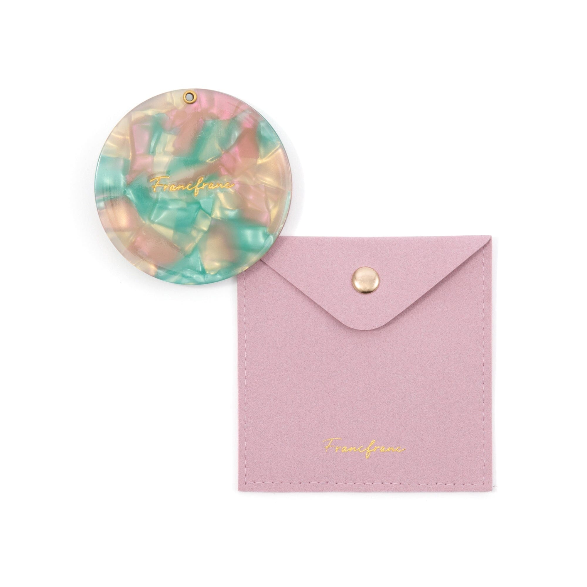 Portable Light Green Compact Mirror with Pouch - Perfect for Travel, Makeup Touch-ups & On-the-Go Beauty Essentials