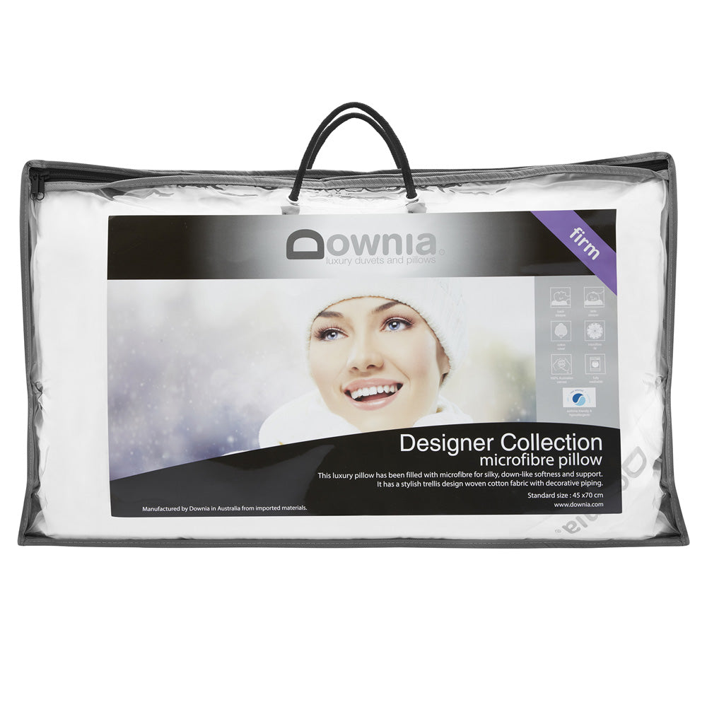 Premium Designer Collection Microfiber Firm Profile Pillow - Supportive & Comfortable for Side, Back Sleepers - Perfect for Home, Office & Travel Use