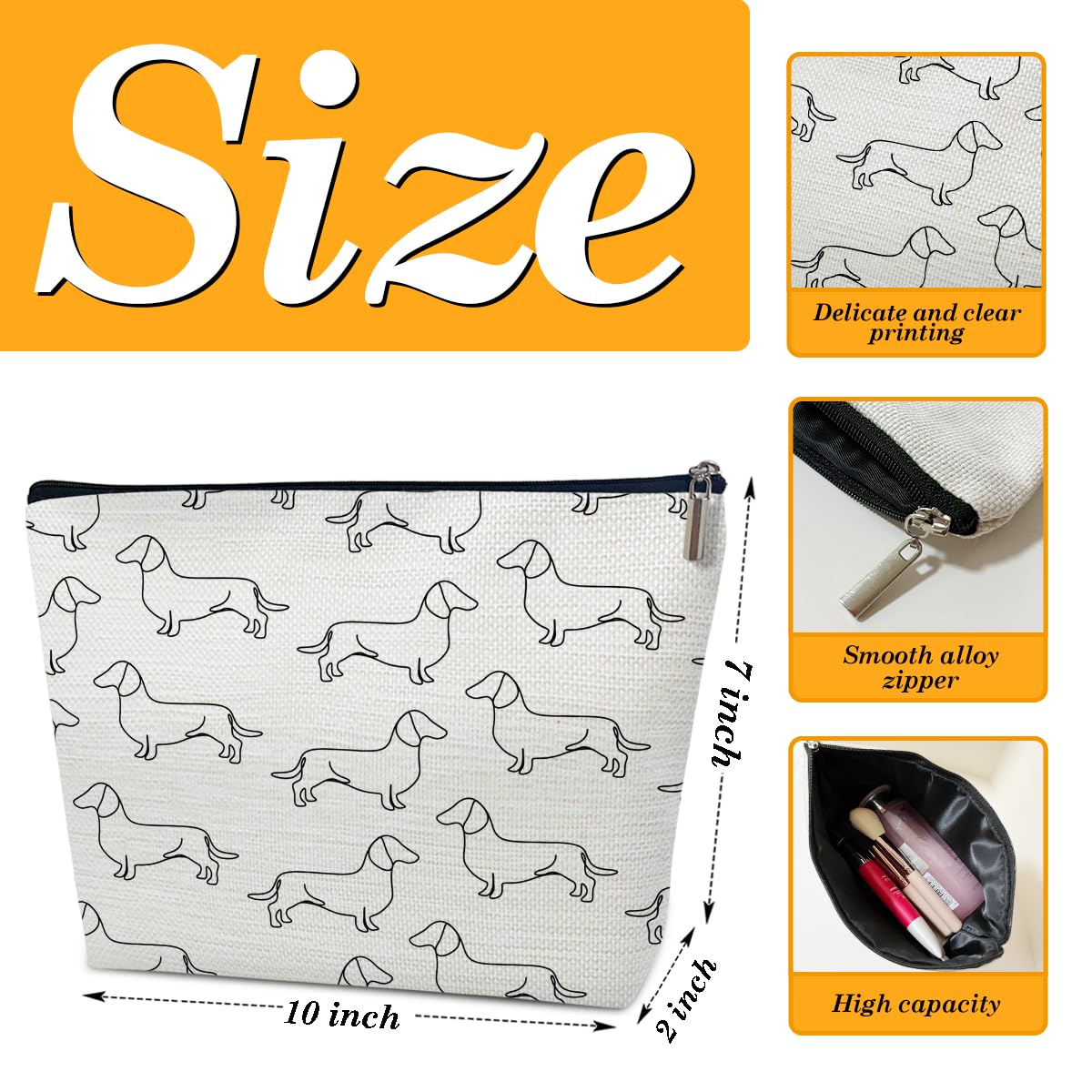Cute Dachshund Makeup Bag - Perfect Gift for Women, Sisters, Daughters & Friends - Travel Toiletry Organizer for Birthday, Graduation - Ideal for Travel, Gym & Daily Use