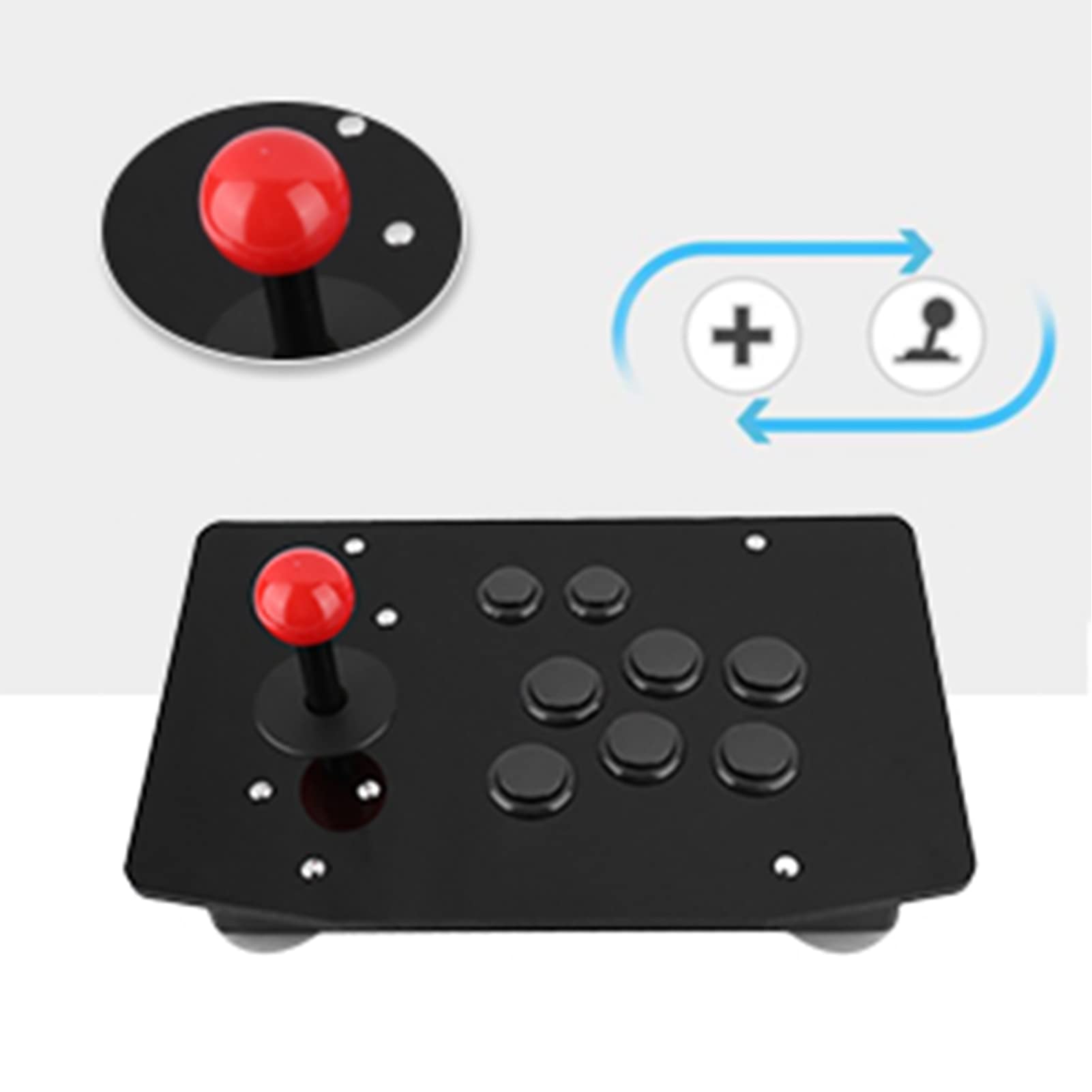 Arcade Rocker Game Controller - 8-Button Joystick with 8-Way Directional Pad for Fighting Games & Retro Gaming - Perfect for MAME, PC, Raspberry Pi & Arcade Cabinets (Black)