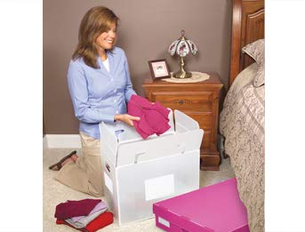 Classic PackAways Collapsible Storage Box - 12 Gallon Reusable Plastic Tote | Lightweight & Water-Resistant | Set of 6 Blue Organizers | Perfect for Home Storage, Moving Supplies & Camping Gear