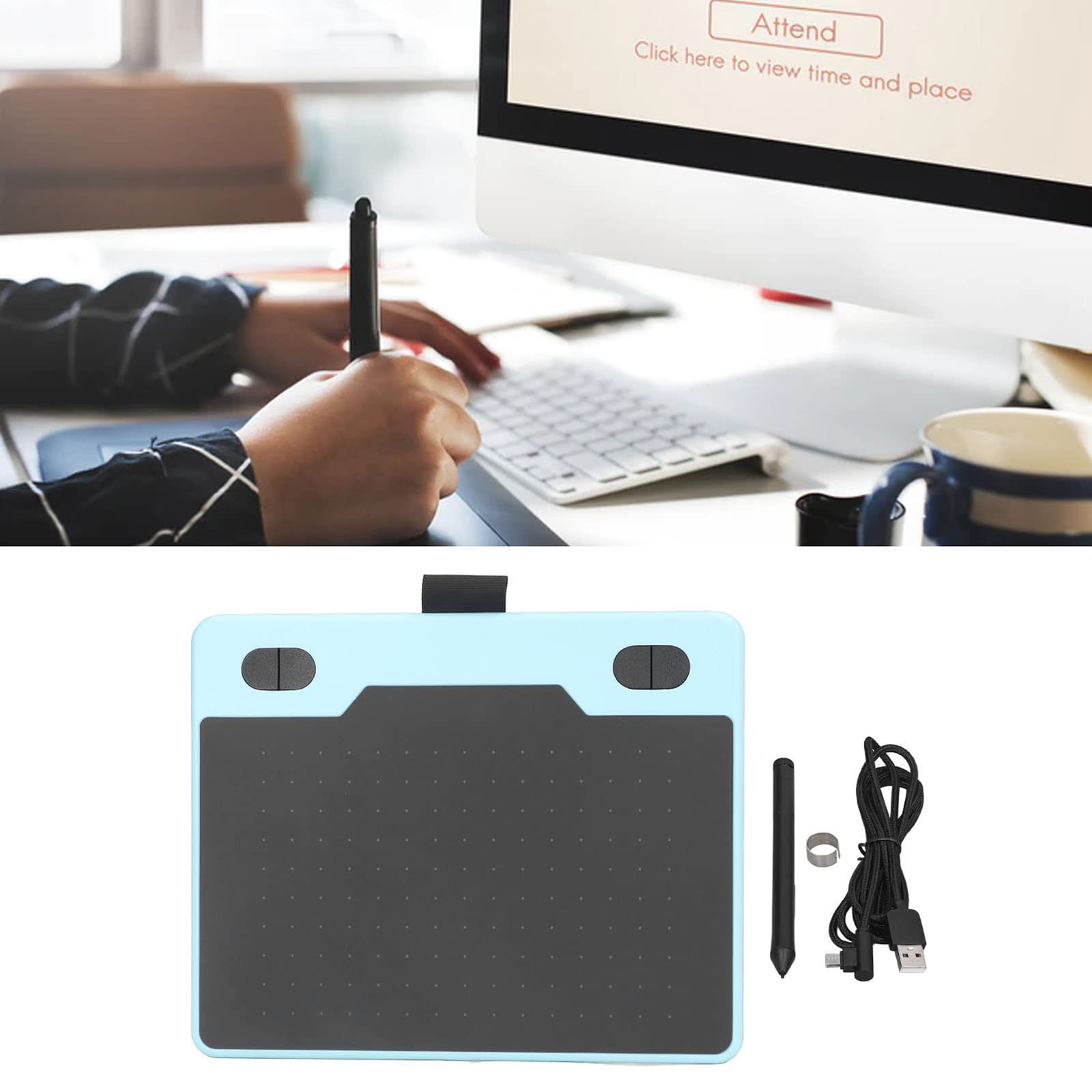 Professional Portable Electronic Graphics Tablet with 8192 Battery-Free Passive Rechargeable Pen, 233/s Reading Speed - Ideal for Notebook, Tablet & Mobile Phone - Perfect for Digital Art, Design & Online Teaching