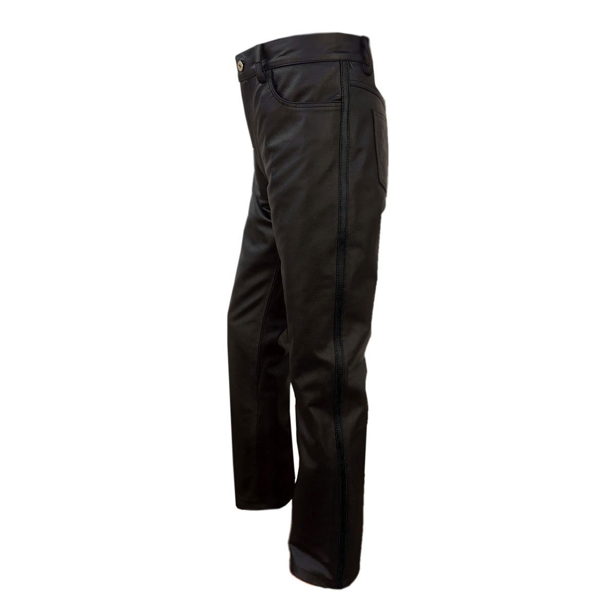 Genuine Black Leather Motorcycle Biker Jeans for Men - ONE Panel Design | Durable Riding Pants for Harley & Cruiser Bikes | Perfect for Road Trips & Motorcycle Clubs