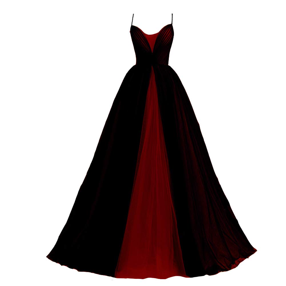 Gothic Prom Dress with Spaghetti Straps - Black Tulle Ball Gown for Weddings, Homecoming, and Formal Events | Elegant Evening Gown for Special Occasions