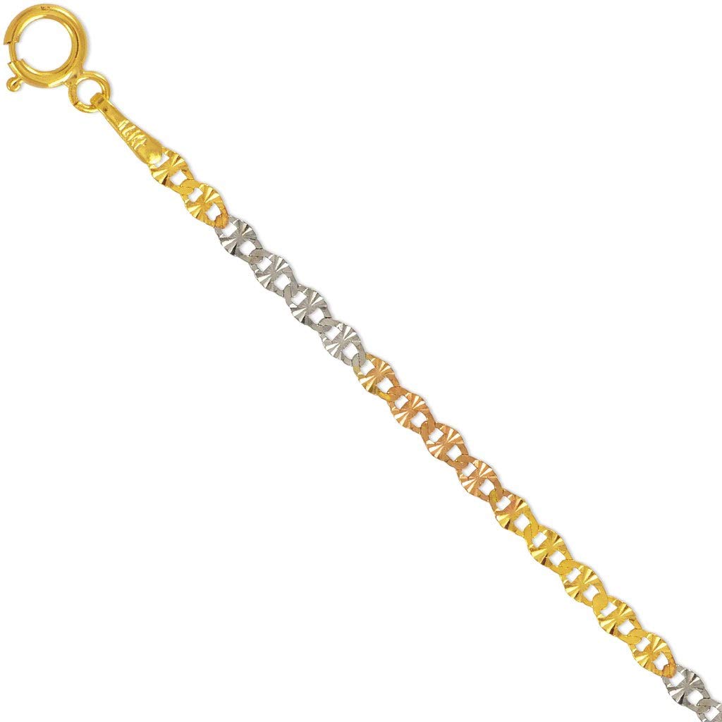 14K Gold Gucci Star Diamond Cut Chain Necklace - Italian Made Strong & Shiny Link Jewelry for Women & Men - 16 to 24 Inches Length, 2.1MM to 3.0MM Width - Perfect Gift for Anniversary, Birthday & Special Occasions
