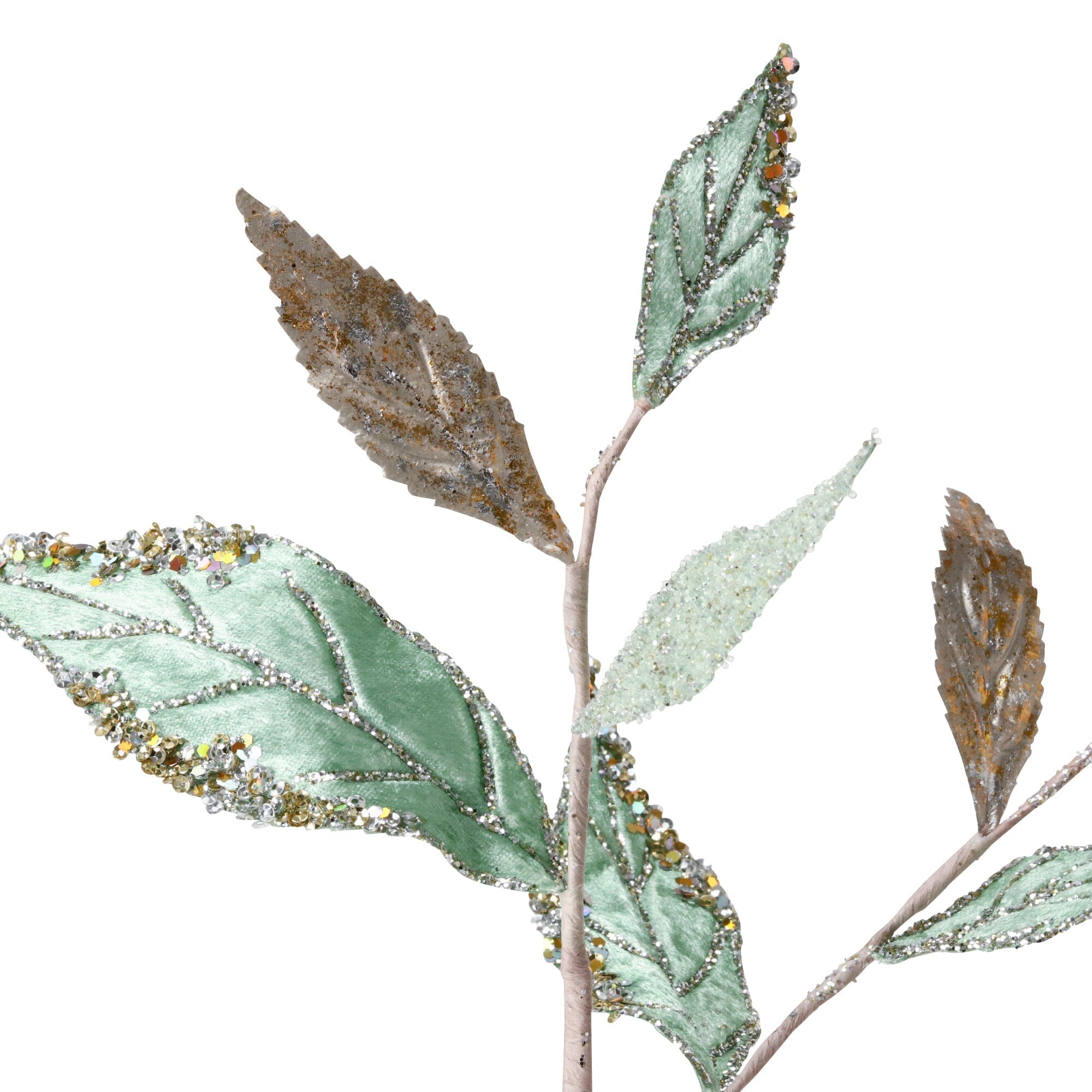 Glitter Leaf Mint Artificial Plants - Decorative Faux Greenery for Home, Office & Party Decor