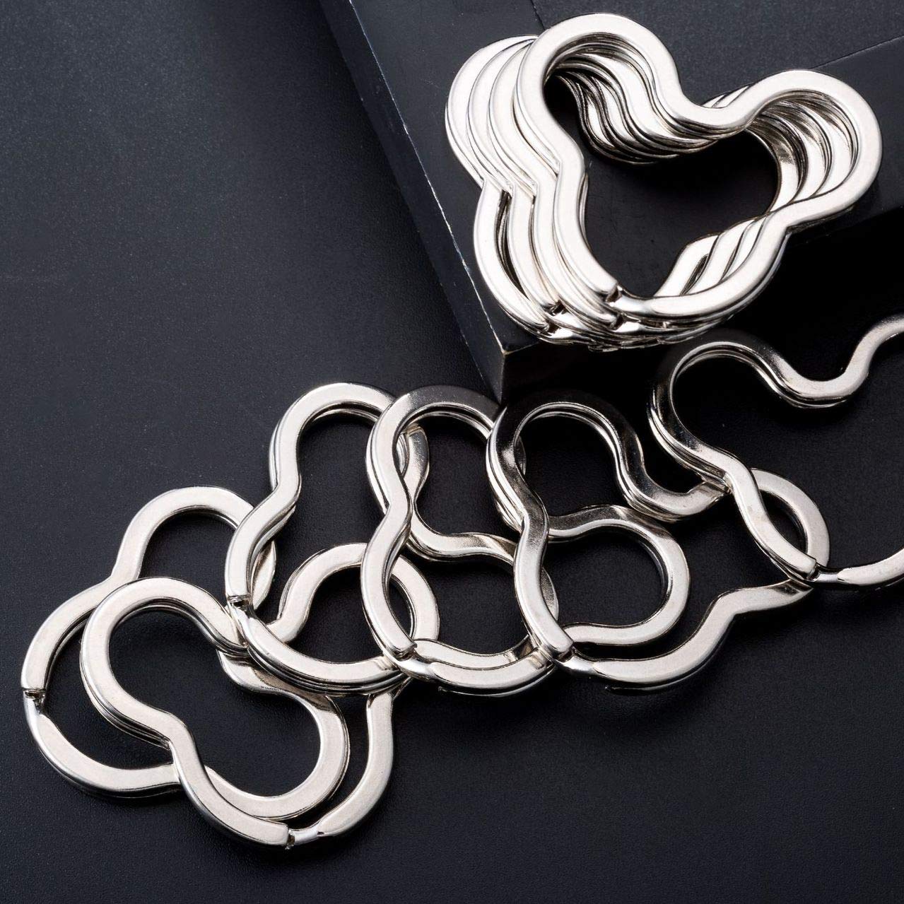 Heyous 10 Pack Creative Silver Flat Key Rings - DIY Metal Key Holder Keychain with Mickey Mouse Shape - Perfect for Home, Office, Car Keys and Gift Giving