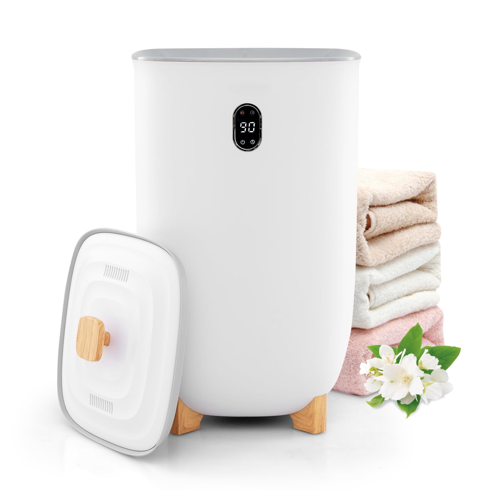 Giantex 40L Large Electric Towel Warmer Bucket for Bathroom & Spa | Wood Handle, 2 Heating Modes, Adjustable Timer, Auto Shut Off | Holds 4 Oversized 45