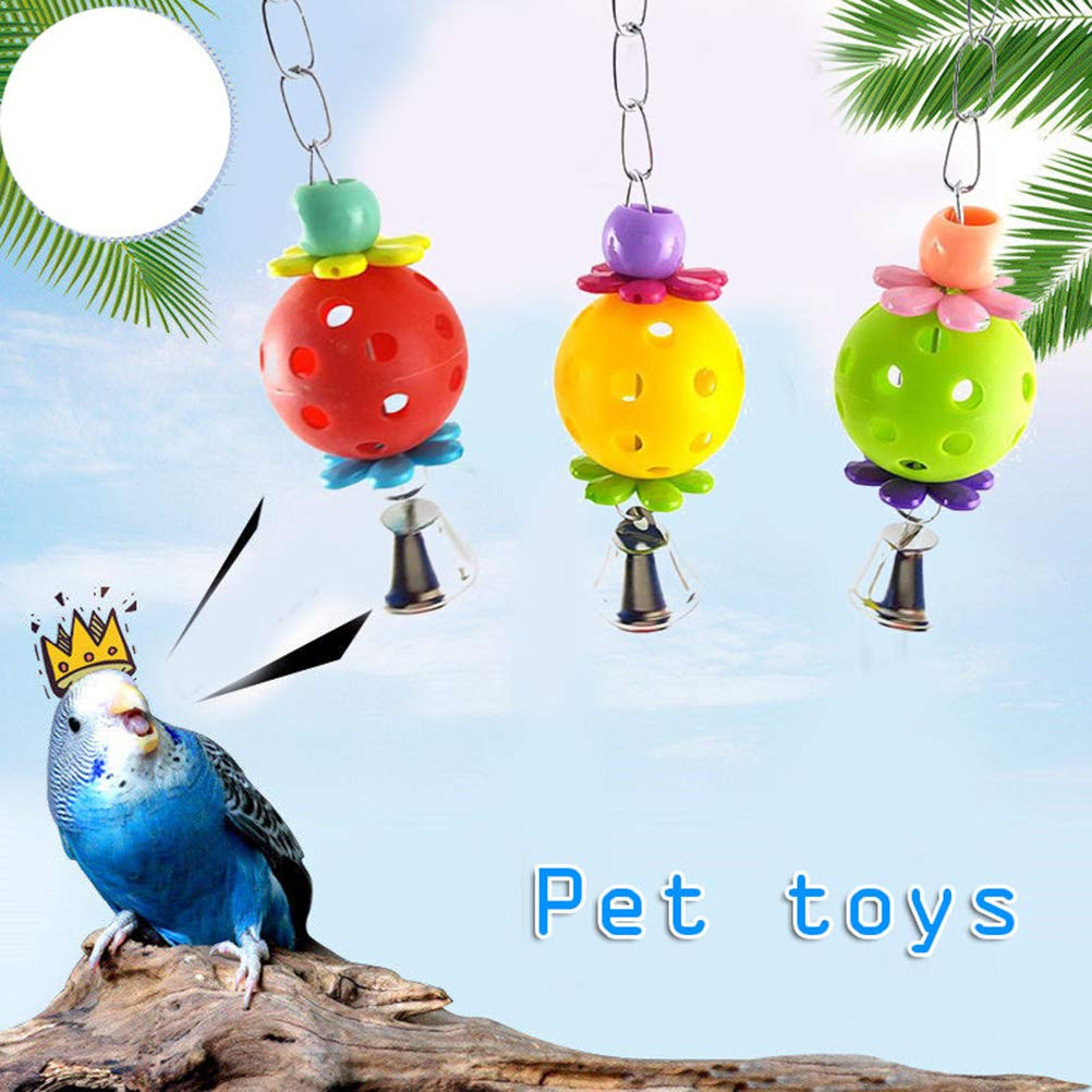 POPETPOP 3-Piece Bird Chew Toys Set - Hanging Cage Toy for Large Parrots & Birds | Durable Chewing Accessories for Stress Relief & Beak Exercise | Perfect for Macaws, Cockatoos & African Greys - Cage Enrichment Activity