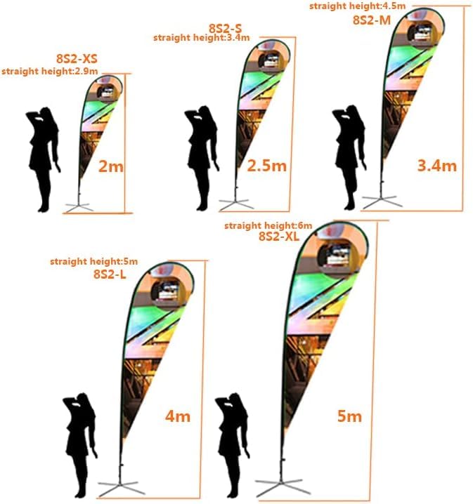 Windless Feather Flag Pole Kit - 8FT Teardrop & Swooper Flag Set for Business Advertising | Includes 4 Flagpoles, Ground Spike & Canvas Carry Bag | Perfect for Storefronts, Car Dealerships, Trade Shows & Outdoor Events