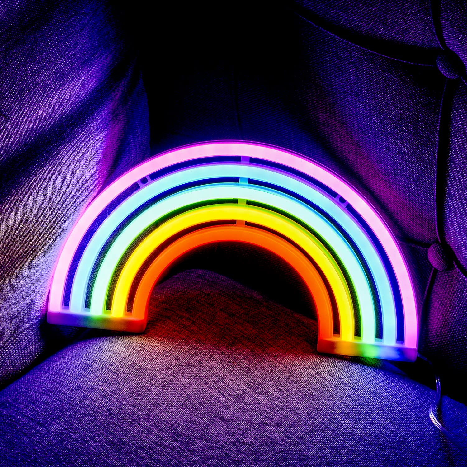 Vibrant Rainbow Neon Signs for Bedroom Wall Decor - USB/Battery Powered LED Night Light - Aesthetic Room Lighting for Girls, Kids, Living Room, Bar, Dorm & Man Cave - Perfect for Parties, Home Decor & Mood Lighting