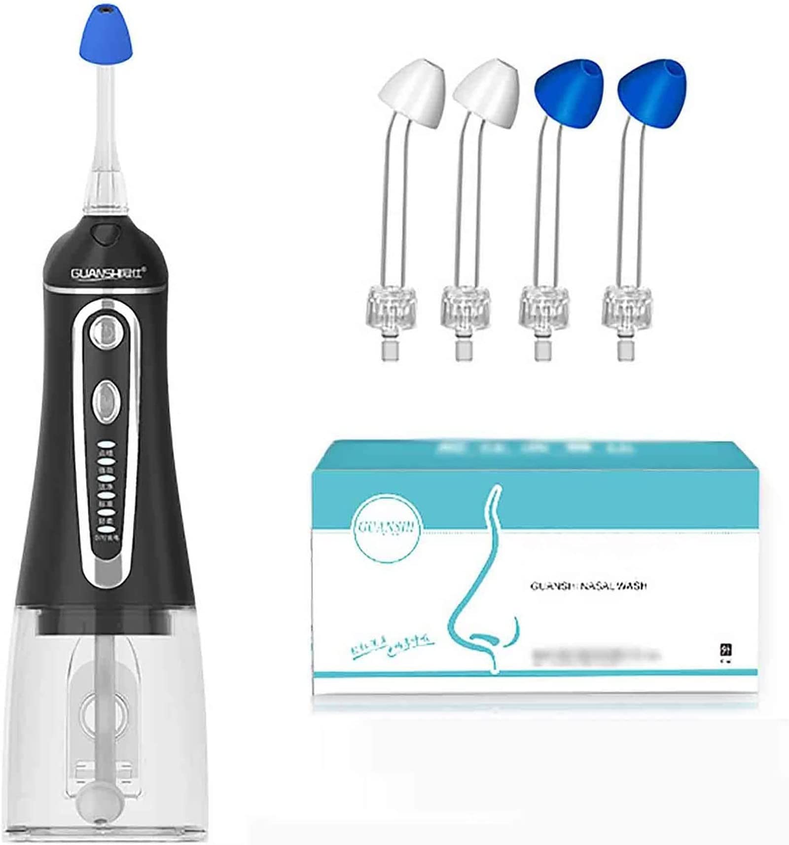 EZNEAT Portable Electric Nasal Irrigator with 4 Tips & 360° Rotation - 5 Modes Sinus Rinse System for Adults & Kids - Perfect for Allergy Relief, Cold & Sinus Congestion at Home or Travel