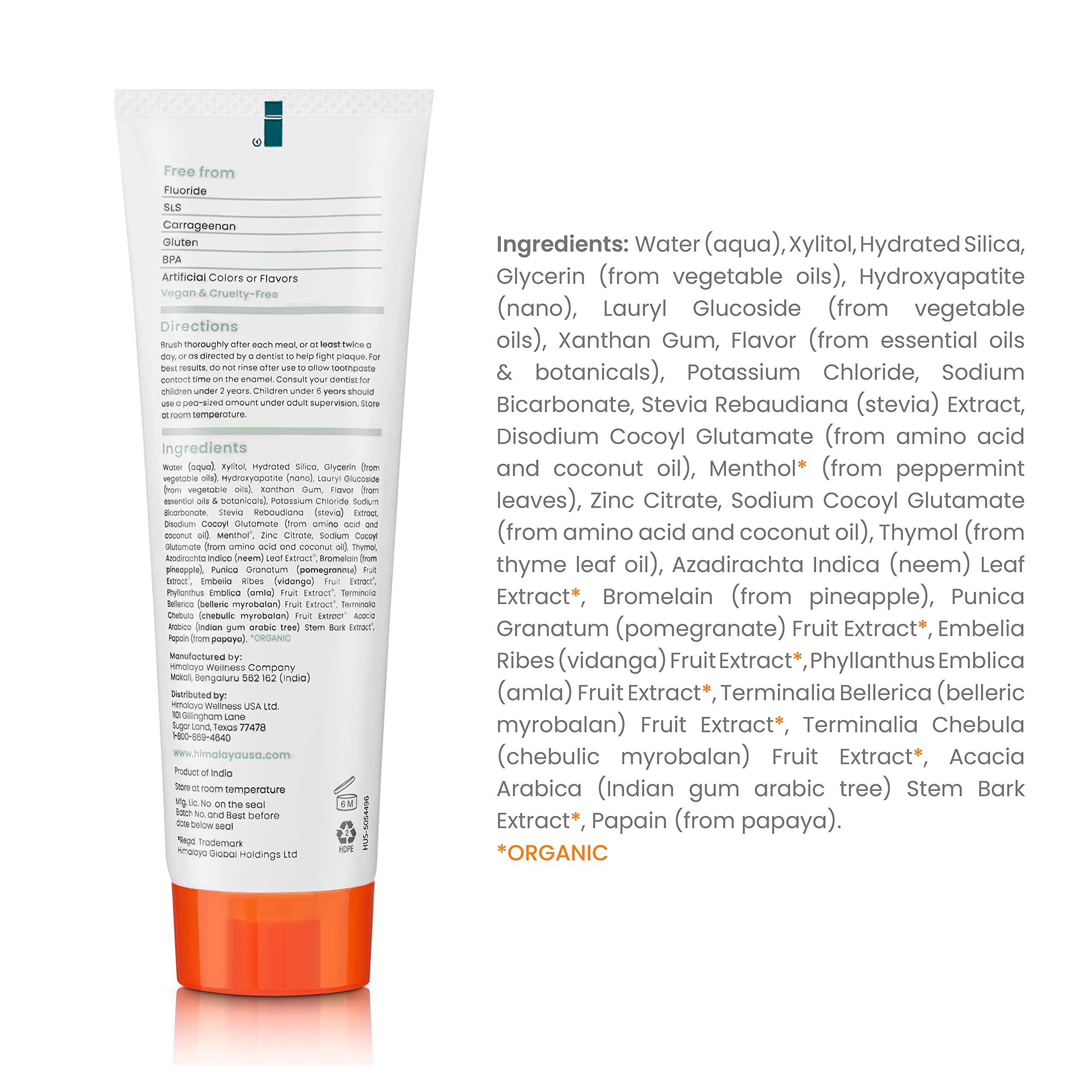 Himalaya Botanique Whitening Toothpaste with Hydroxyapatite - Natural Teeth Whitening & Plaque Protection, Fluoride-Free, SLS-Free, Vegan Formula, Fresh Mint Flavor (4 oz, 2-Pack) - Perfect for Daily Oral Care & Sensitive Teeth
