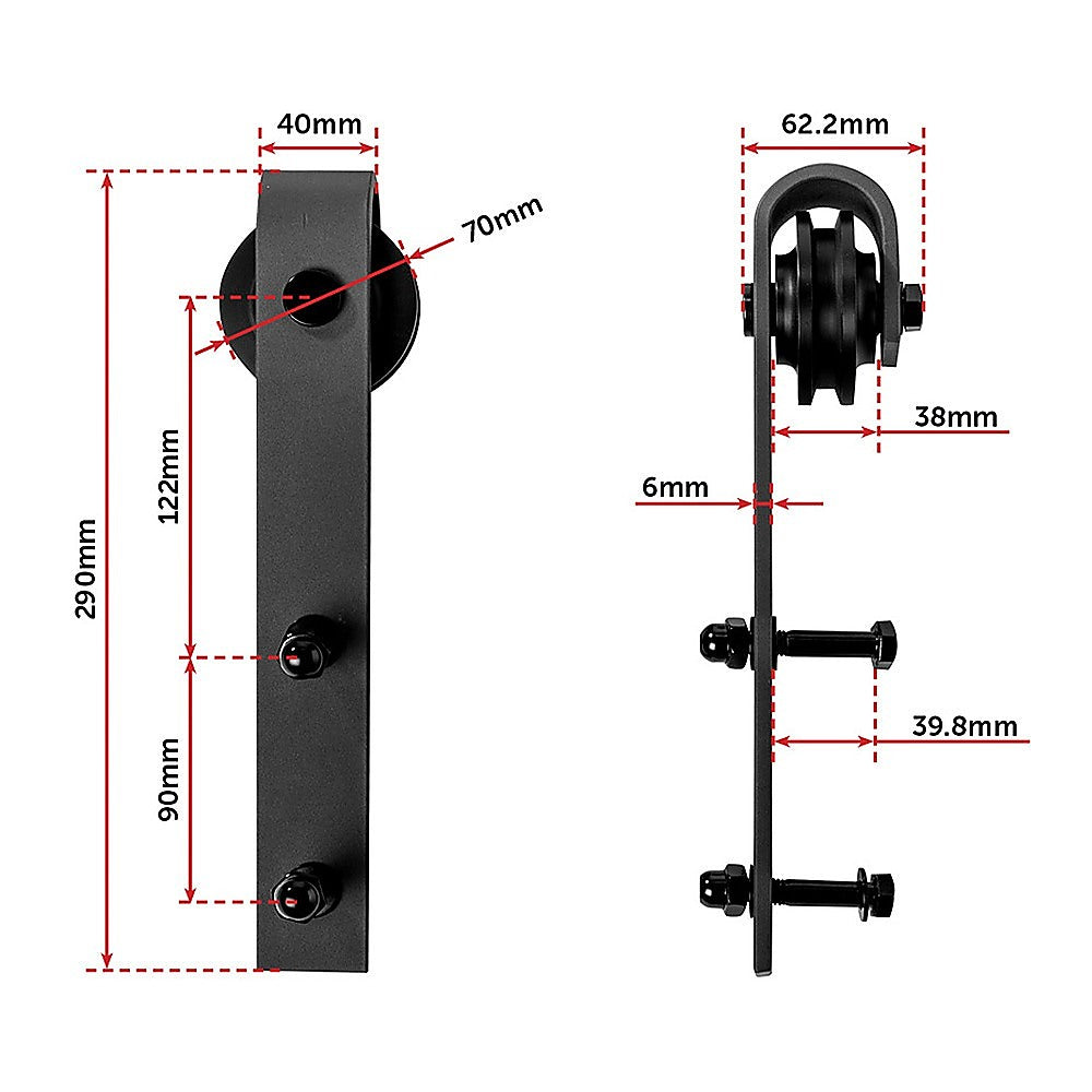1.8m Heavy Duty Sliding Barn Door Hardware Kit - Durable & Sturdy for Modern Farmhouse, Bedroom, Closet, and Office Doors