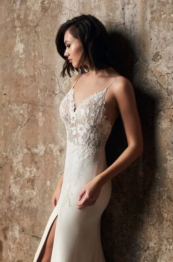 Mikaella 2300 Elegant Lace Wedding Dress for Bride - Perfect for Church, Beach, and Outdoor Ceremonies