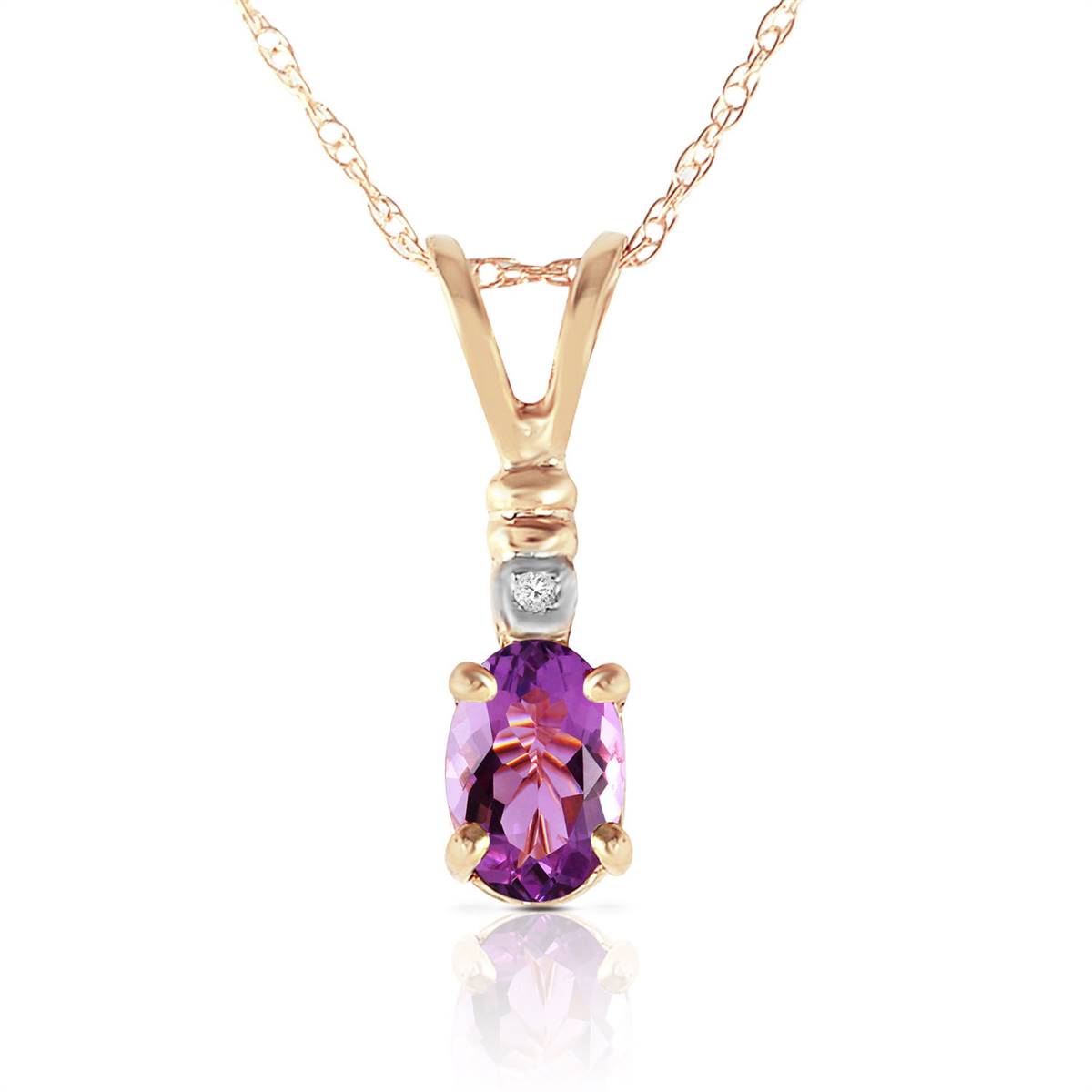 0.46 Carat 14K Solid Yellow Gold Applause Amethyst Diamond Necklace for Women - Elegant Purple Gemstone Jewelry Gift for Anniversary, Birthday & Special Occasions