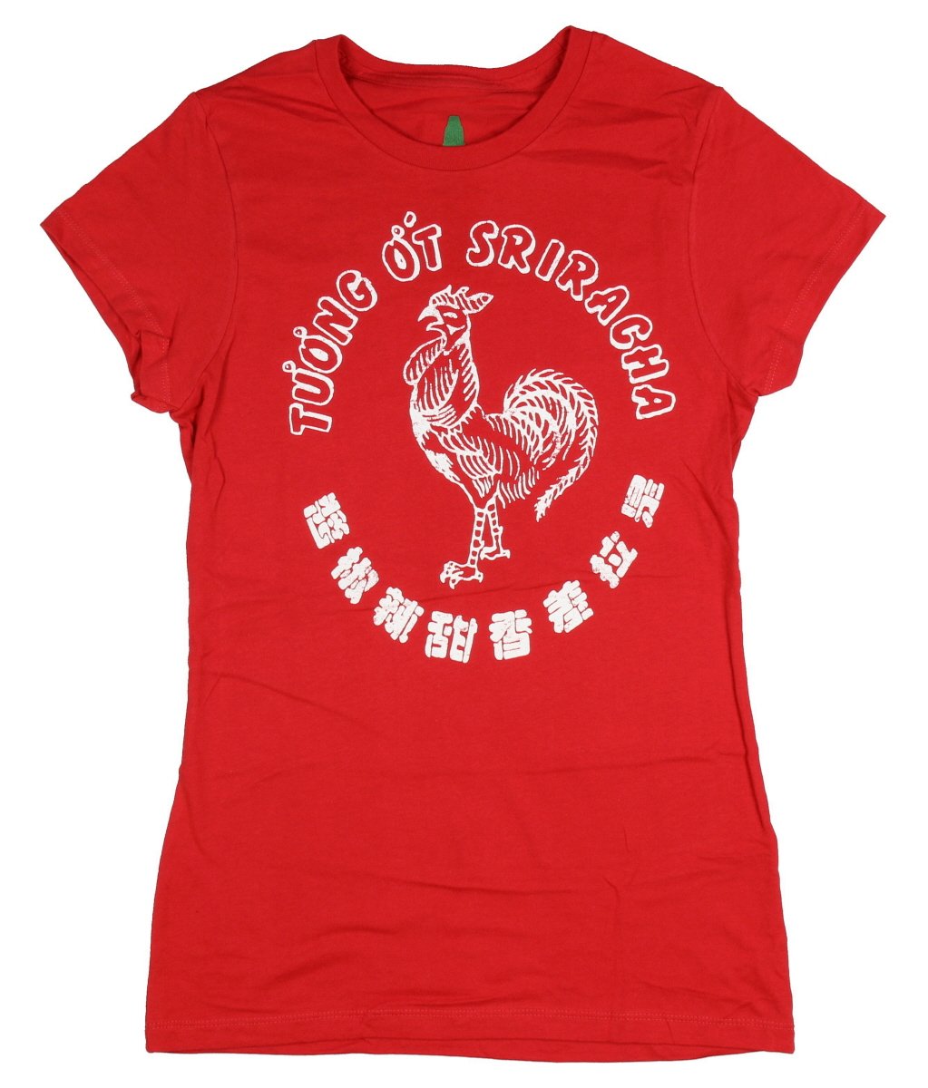 Sriracha Juniors Hot Chili Sauce Label T-Shirt for Kids - Small, Red - Spicy Food Lover's Graphic Tee for Casual Wear & Fun Outfits