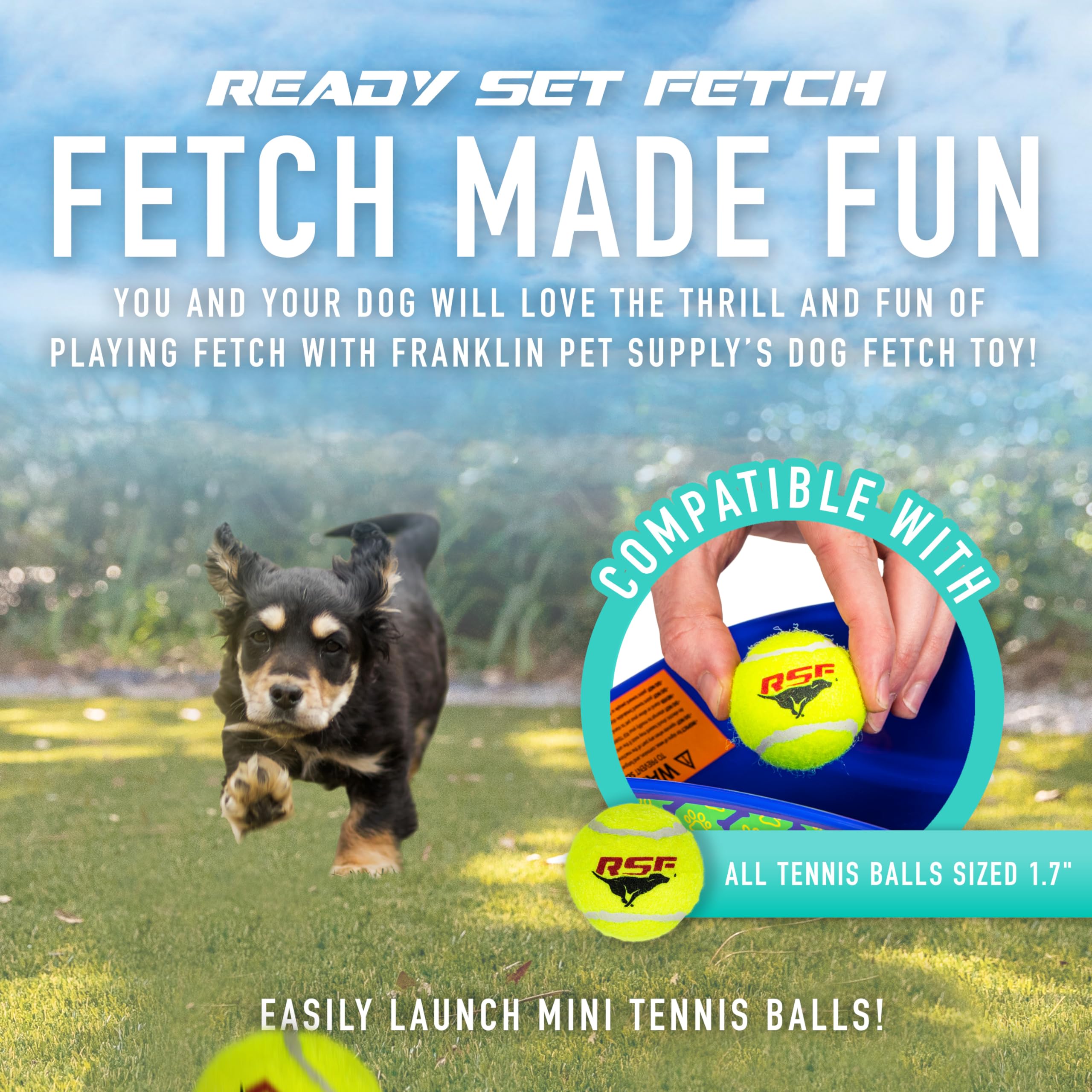 Franklin Pet Supply Co. Automatic Tennis Ball Launcher for Dogs - Mini Electronic Ball Thrower Toy for Fetch Training & Playtime - Launches Balls up to 40 Feet - Interactive Dog Exercise Toy for Backyard, Park & Indoor Play