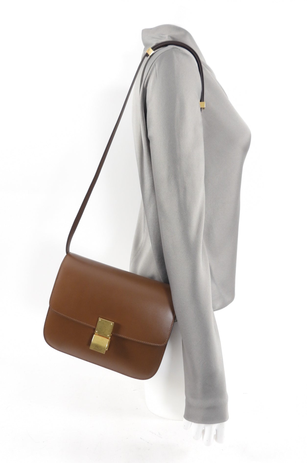 Celine Medium Classic Box Bag in Camel Brown - Timeless Luxury Handbag for Women, Perfect for Work, Travel & Everyday Elegance