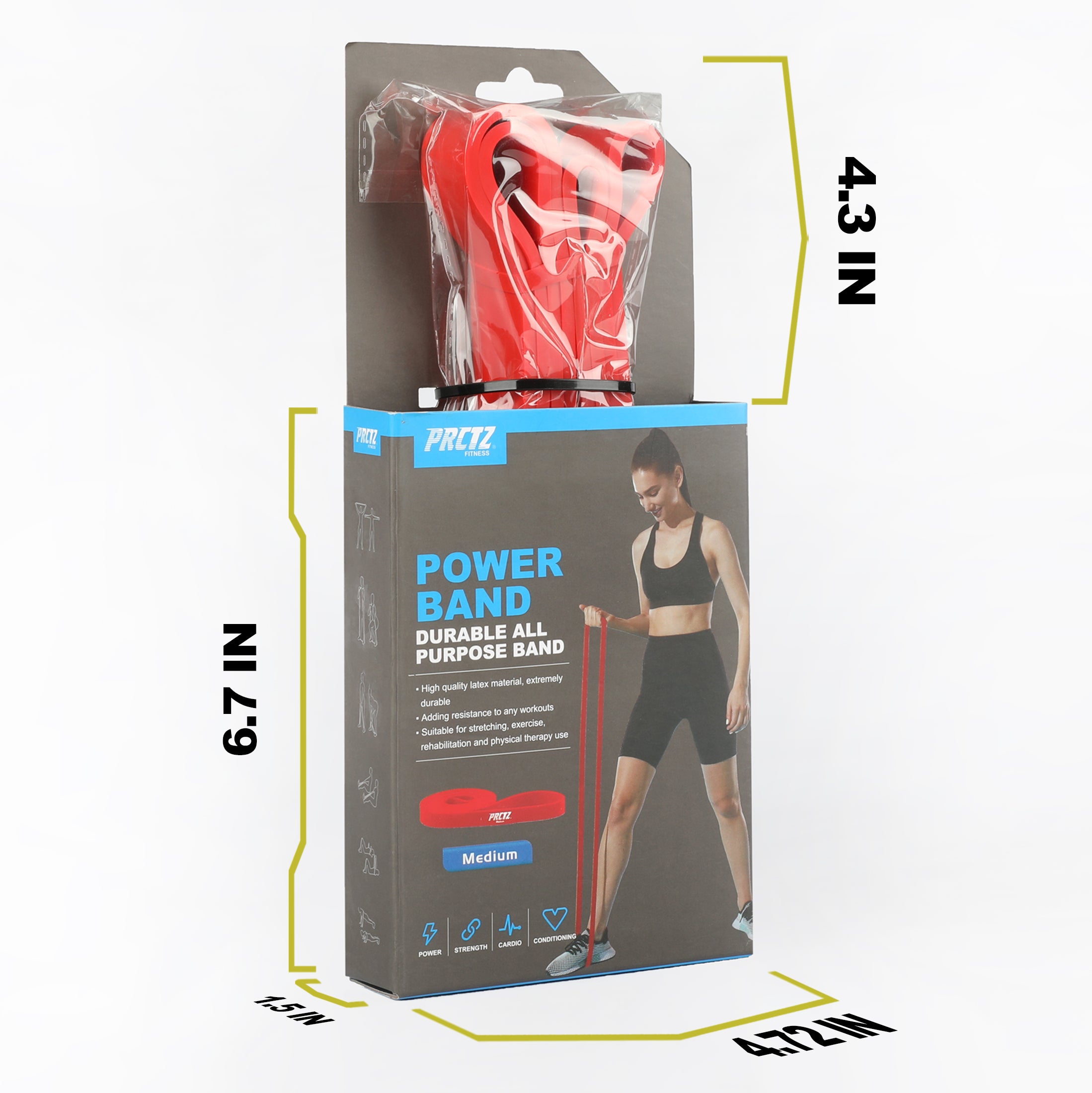 PRCTZ Medium Resistance Power Training Band - Up to 79lbs Strength for Home Workouts, Gym Fitness & Physical Therapy | Perfect for Strength Training, Rehabilitation & CrossFit Exercises