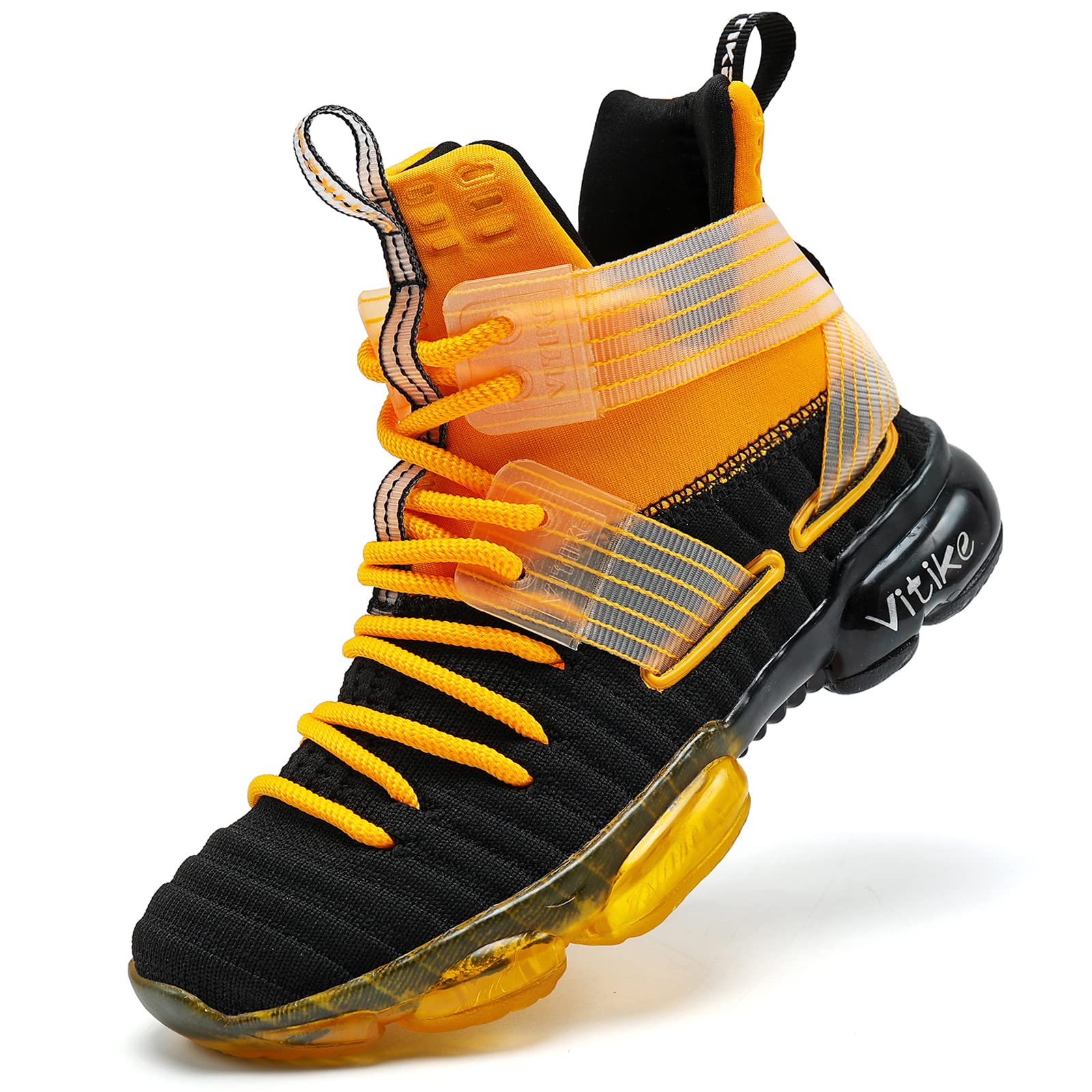 VITUOFLY Kids Basketball Shoes for Boys & Girls - Air Cushion Mid Top Sneakers for School Training, Non-Slip Outdoor Sports & Running - Durable Comfortable Basketball Shoes for Little & Big Kids - Perfect for School, Playground & Court Sports