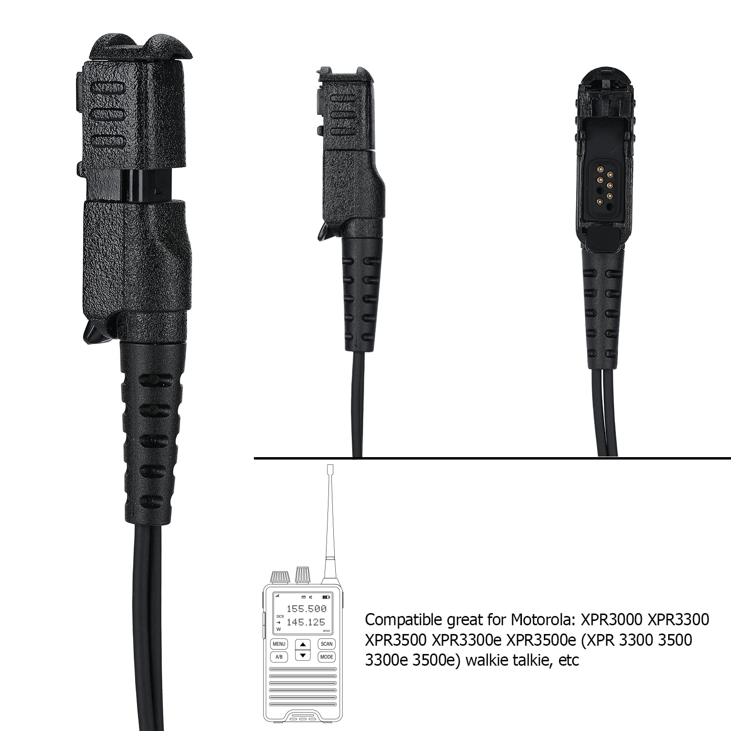Compatible with Motorola XPR 3500e Earpiece - Noise Cancelling Surveillance Headset Kit for XPR 3300e/XPR3500/XPR3000/XPR3300 (Black) - Ideal for Security, Law Enforcement & Two-Way Radio Communication