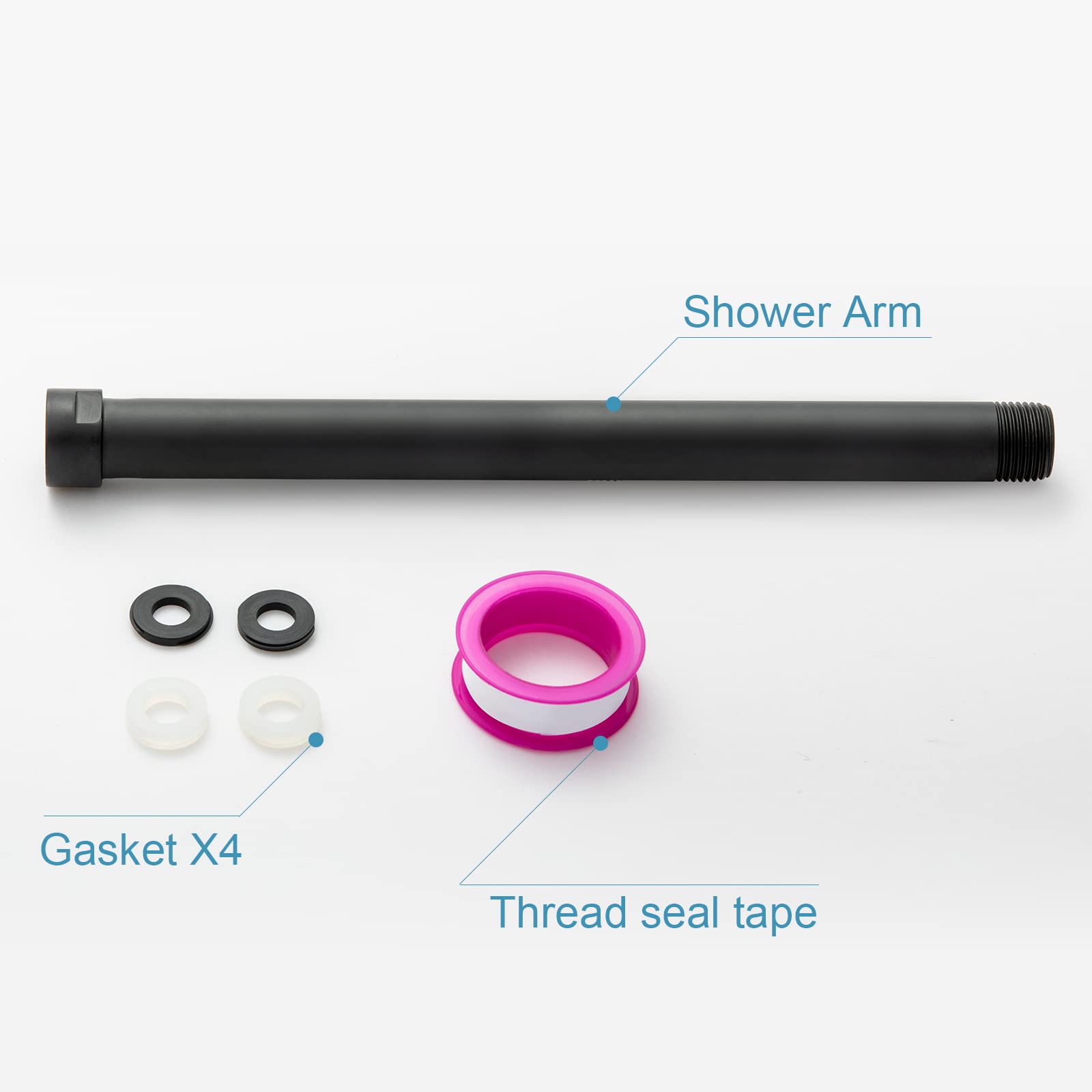 OFFO 10 Inch Shower Head Extension Arm - 304 Stainless Steel Shower Pipe Extender with Matte Black Finish | Perfect for Bathroom Renovation & Adjustable Shower Height | Ideal for Hotels, Apartments and Home Use