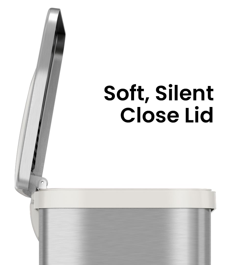 iTouchless 13 Gallon Automatic Step Sensor Trash Can with Odor Control - Stainless Steel Touchless Kitchen Garbage Bin, Battery-Free Operation, White (ITAS13WAC) - Perfect for Modern Kitchens, Offices, and Eco-Friendly Homes