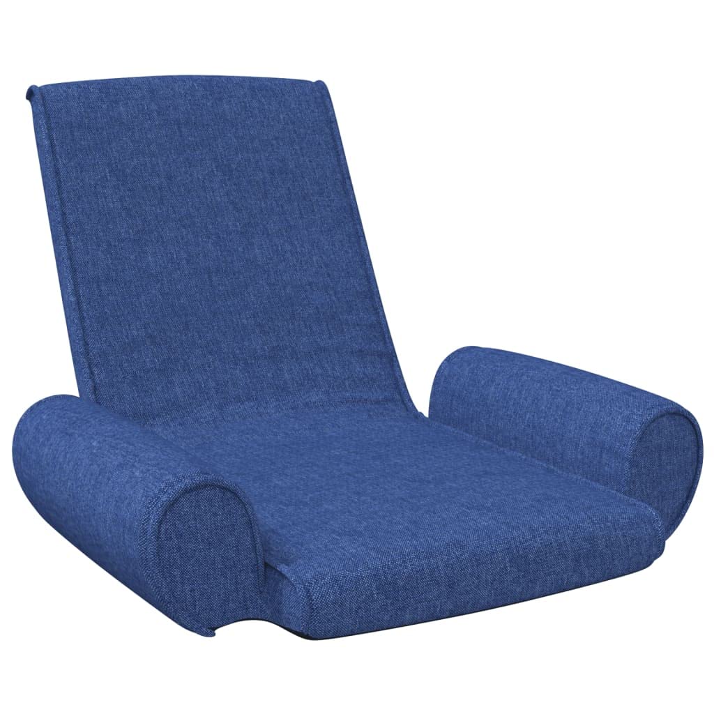 SKM Folding Floor Chair - Blue Fabric Padded Seat for Adults, Foldable Floor Sofa with Back Support, Comfortable Floor Seating for Living Room, Bedroom, Yoga & Meditation