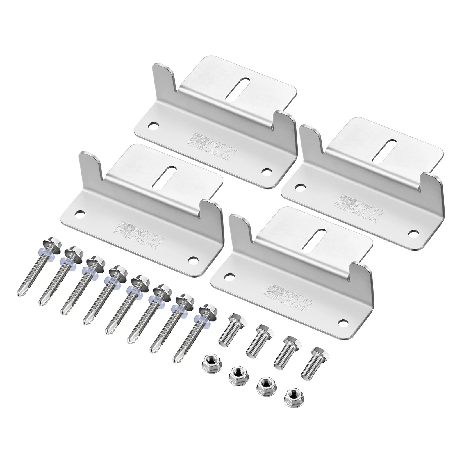 Premium Solar Panel Mounting Z Brackets with Stainless Steel Screws - Set of 4 for RV, Boat & Off-Grid Solar Installations - Heavy Duty Aluminum Solar Racking Hardware