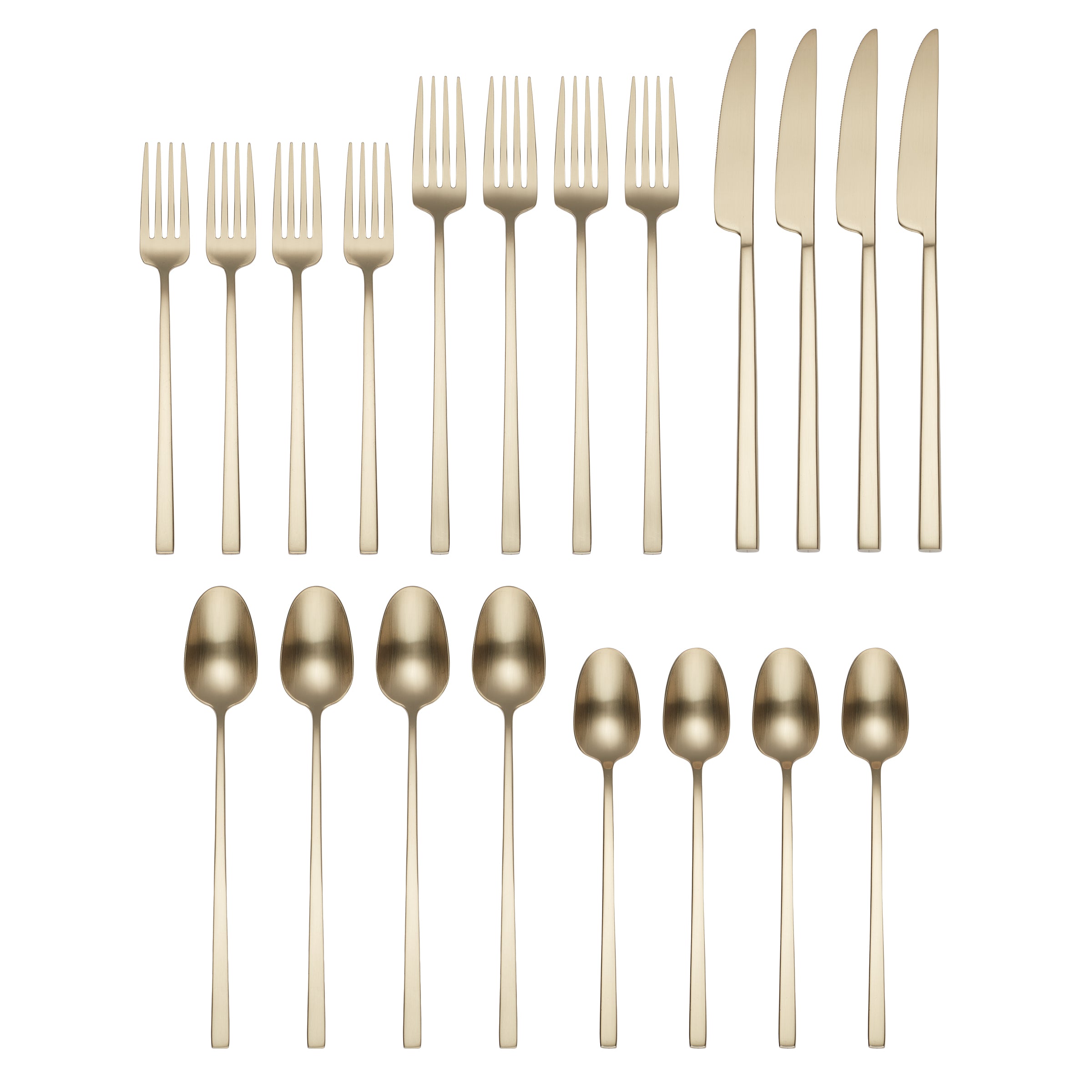 Damaris Champagne Satin 20-Piece Flatware Set - Elegant Stainless Steel Cutlery for Dinner Parties, Weddings & Formal Dining
