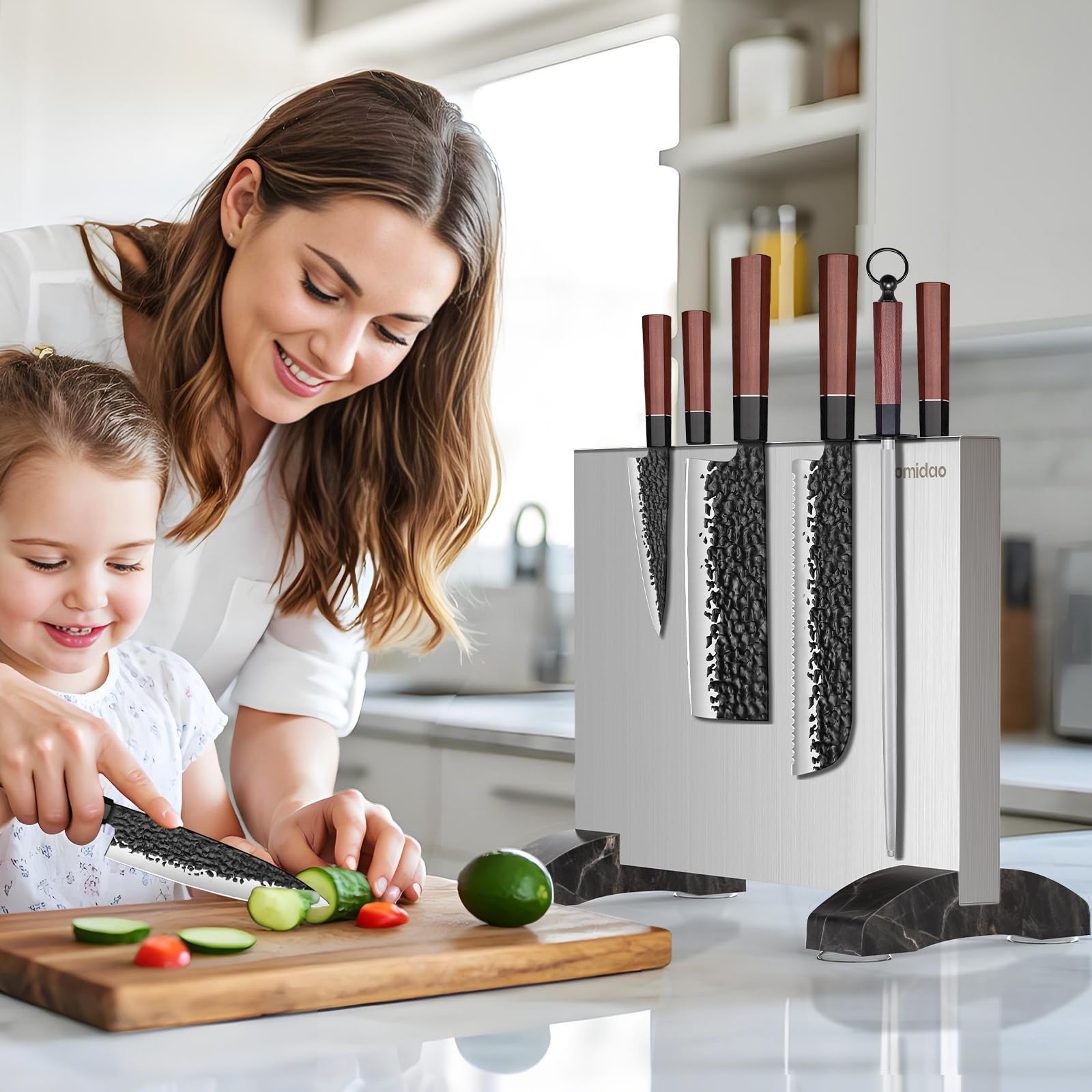 Stainless Steel Magnetic Knife Holder - Double Sided Knife Block & Countertop Knife Rack Strip for Kitchen Organization | Perfect for Chefs, Home Cooks & Kitchen Counter Storage