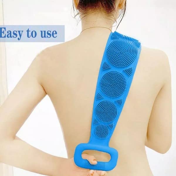 Exfoliating Body Scrubber Belt - Dual Sided Silicone Bath Brush for Dead Skin Removal - Shower & Spa Use for Men & Women - Perfect for Exfoliation & Deep Cleansing (Great for Back, Feet & Full Body Care)