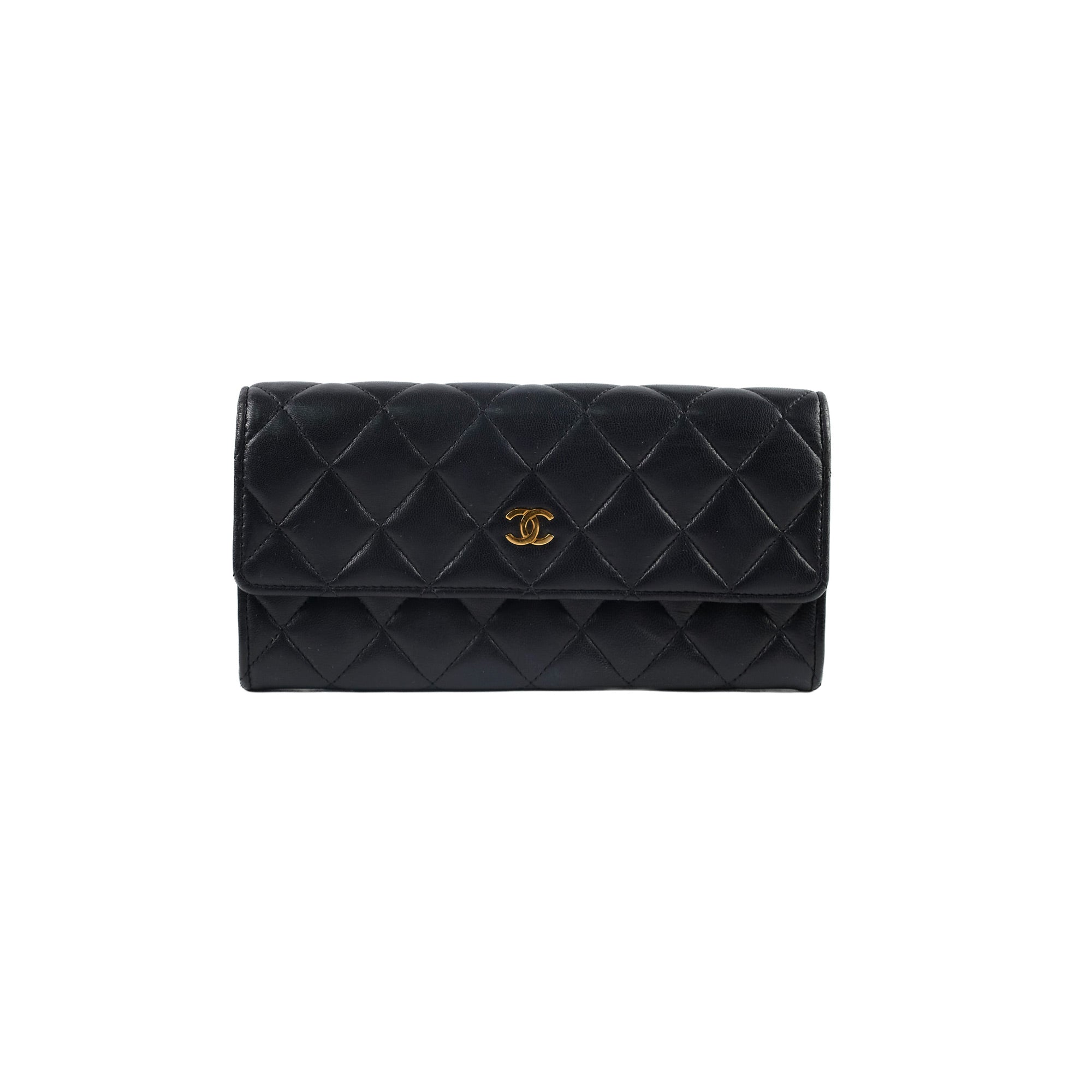 Chanel Lambskin Leather Long Wallet for Women - Black Luxury Designer Clutch with Multiple Card Slots - Perfect for Everyday Use, Travel & Special Occasions